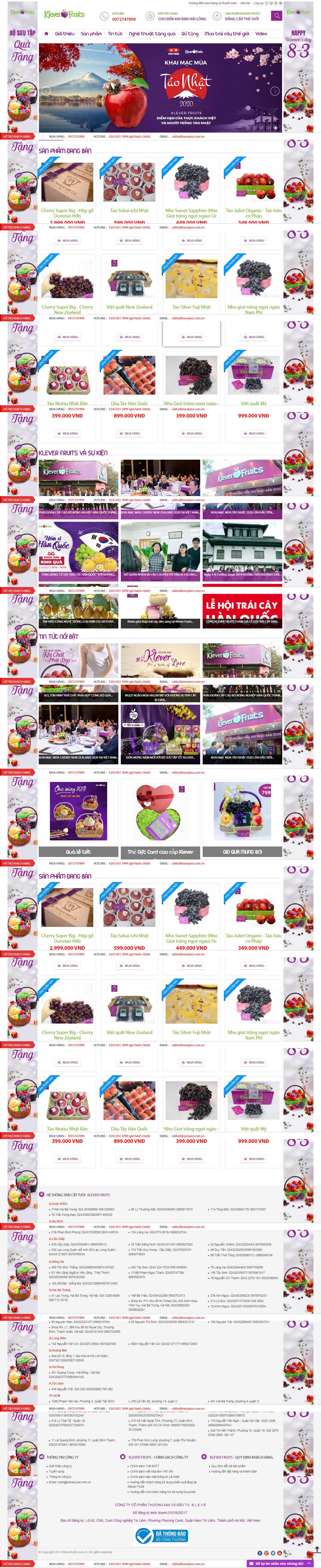 Thiết kế Web bán trái cây kleverfruits.com.vn