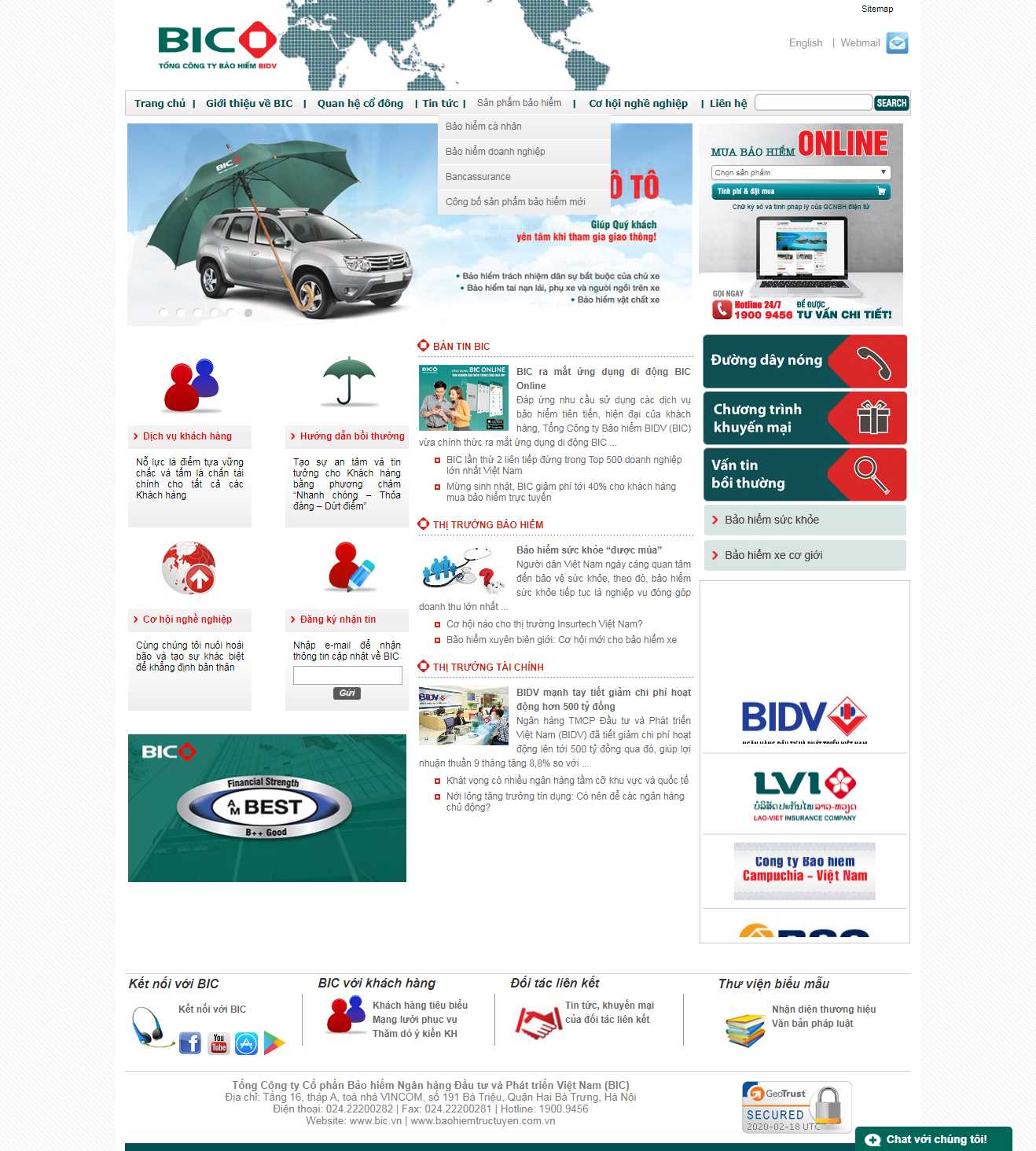 Thiết kế Web công ty bảo hiểm bic.vn
