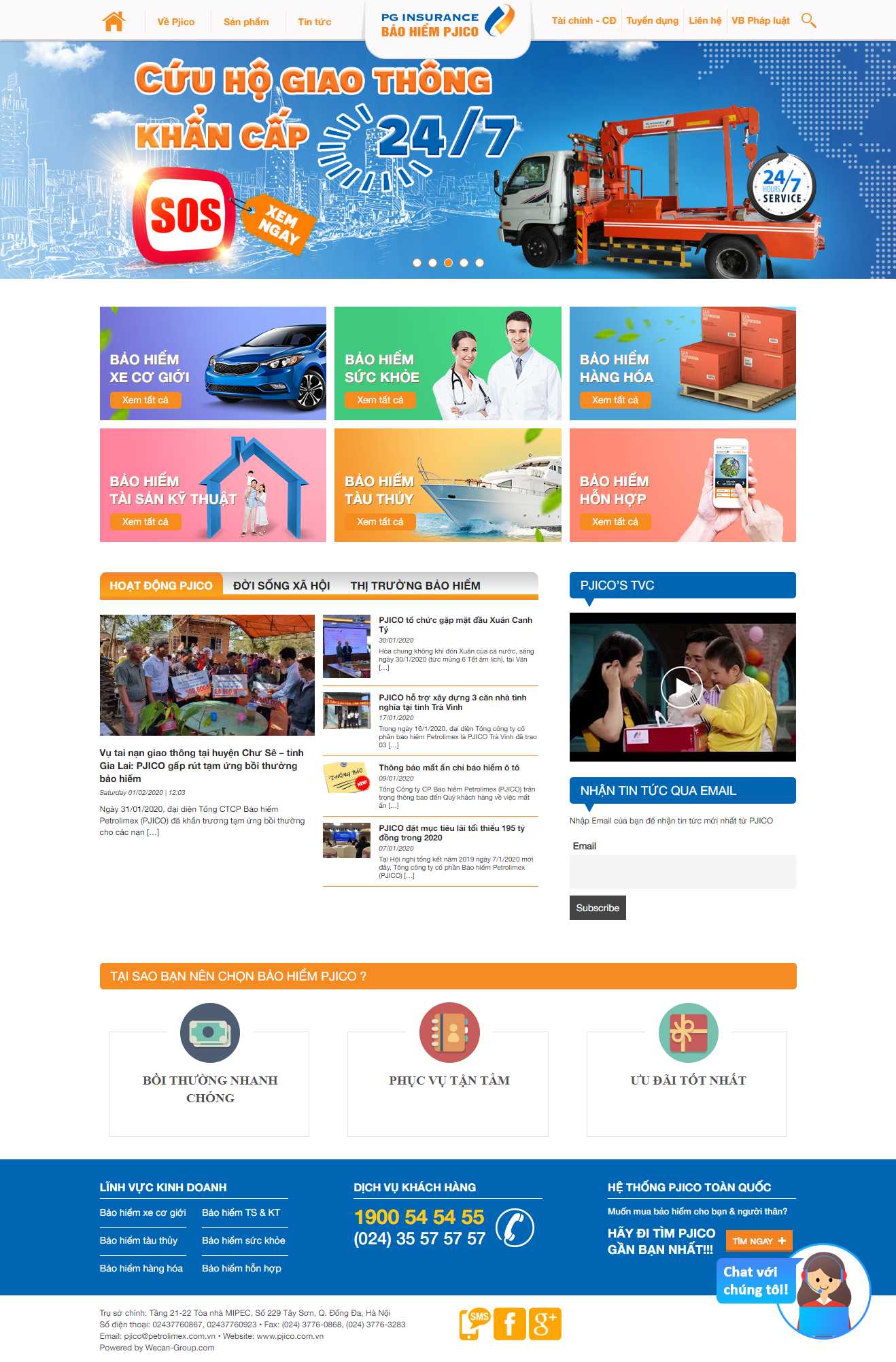 Thiết kế Web công ty bảo hiểm pjico.com.vn