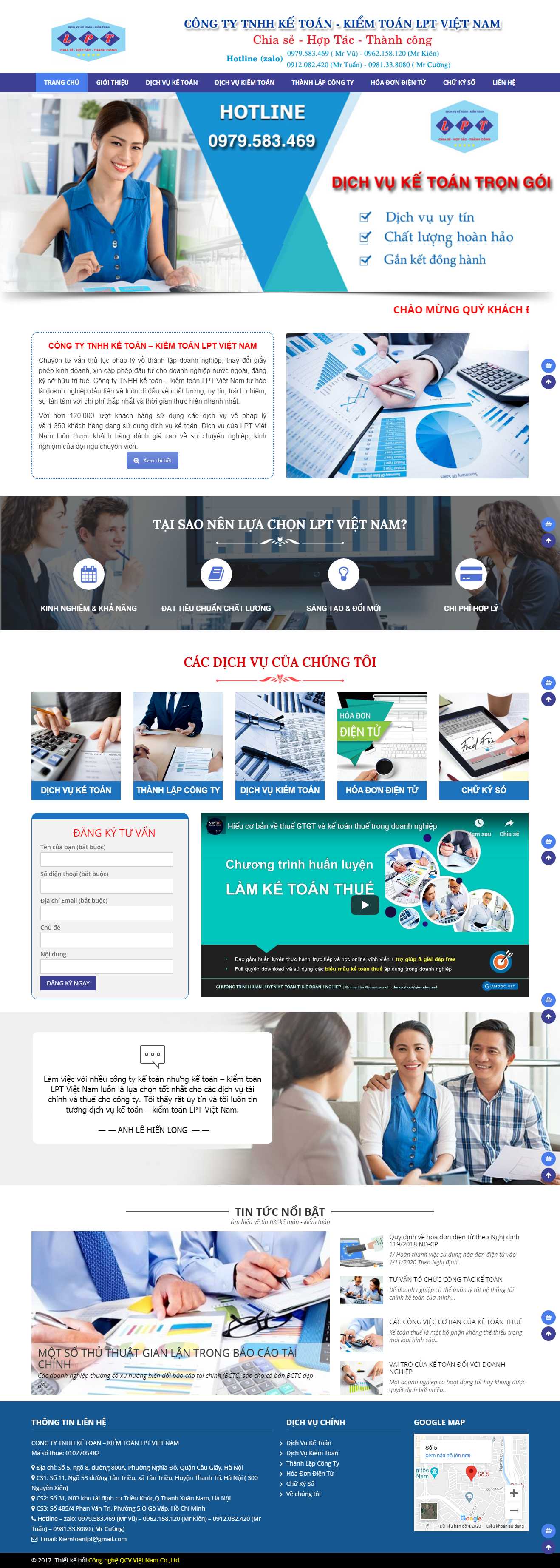 Thiết kế Web công ty kế toán ketoanlpt.com