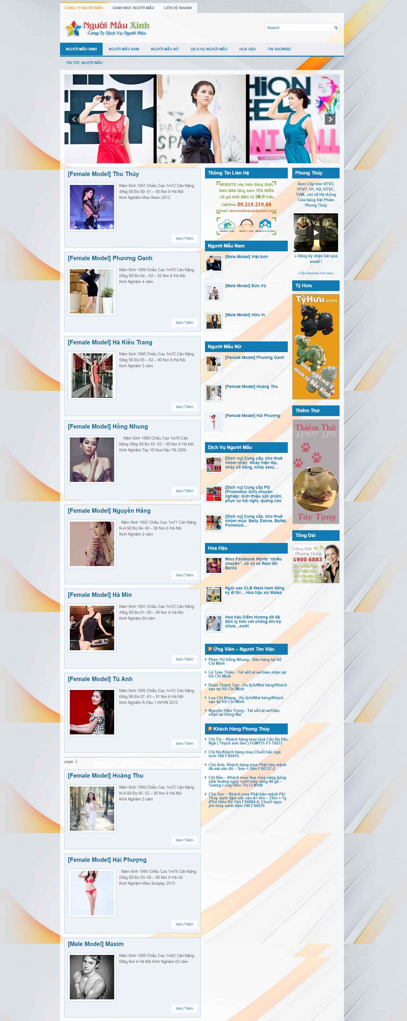 Thiết kế Web công ty người mẫu model nguoimauxinh.com