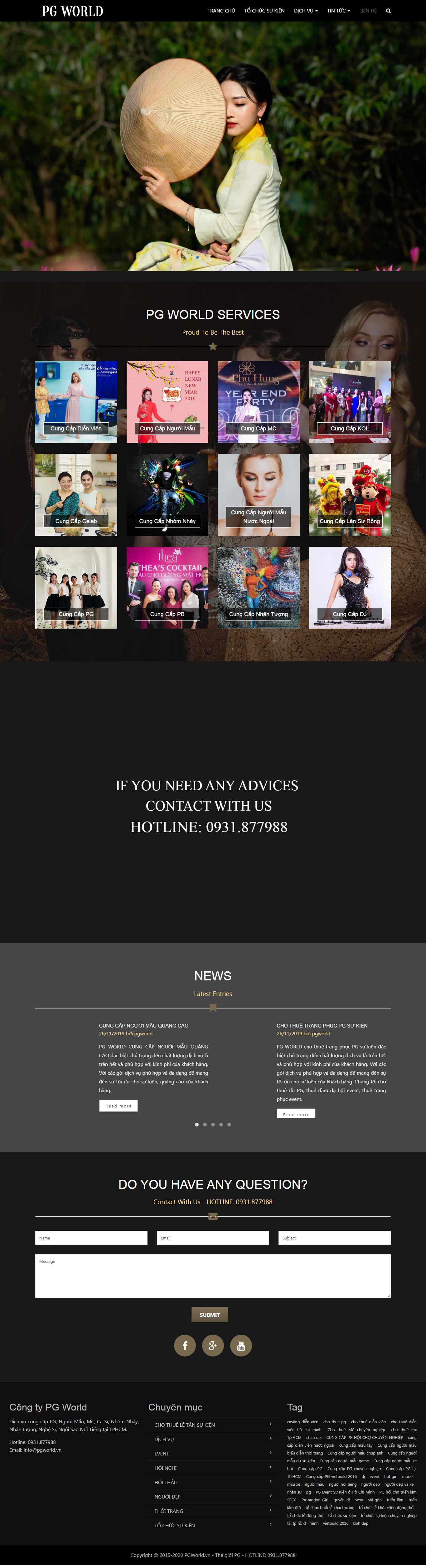 Thiết kế Web công ty người mẫu model pgworld.vn