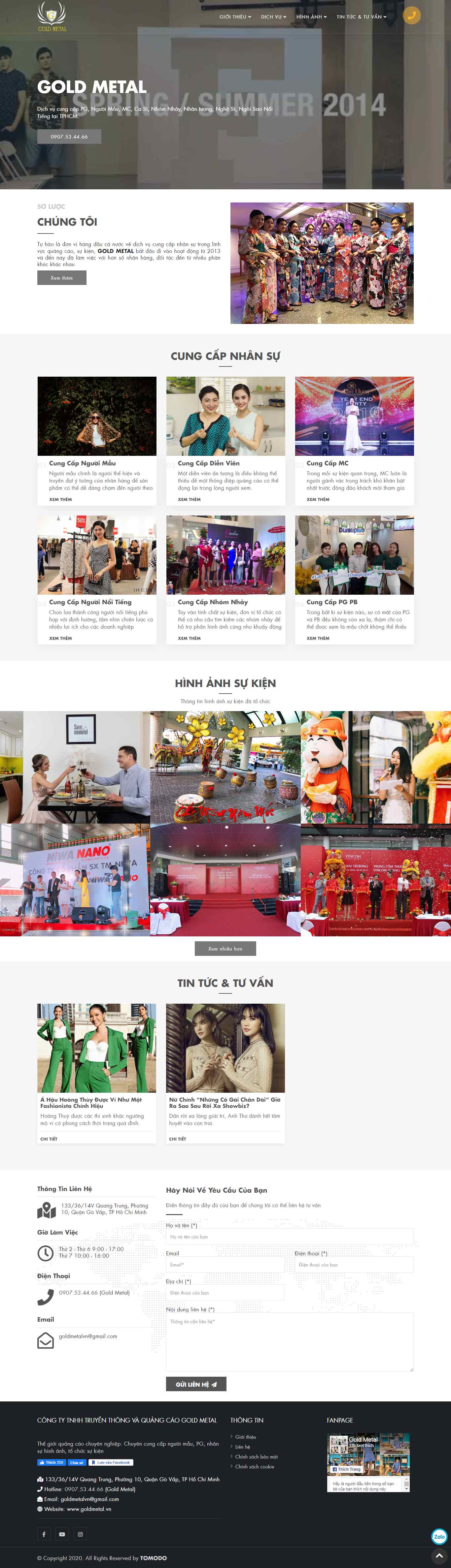 Thiết kế Web công ty người mẫu model goldmetal.vn