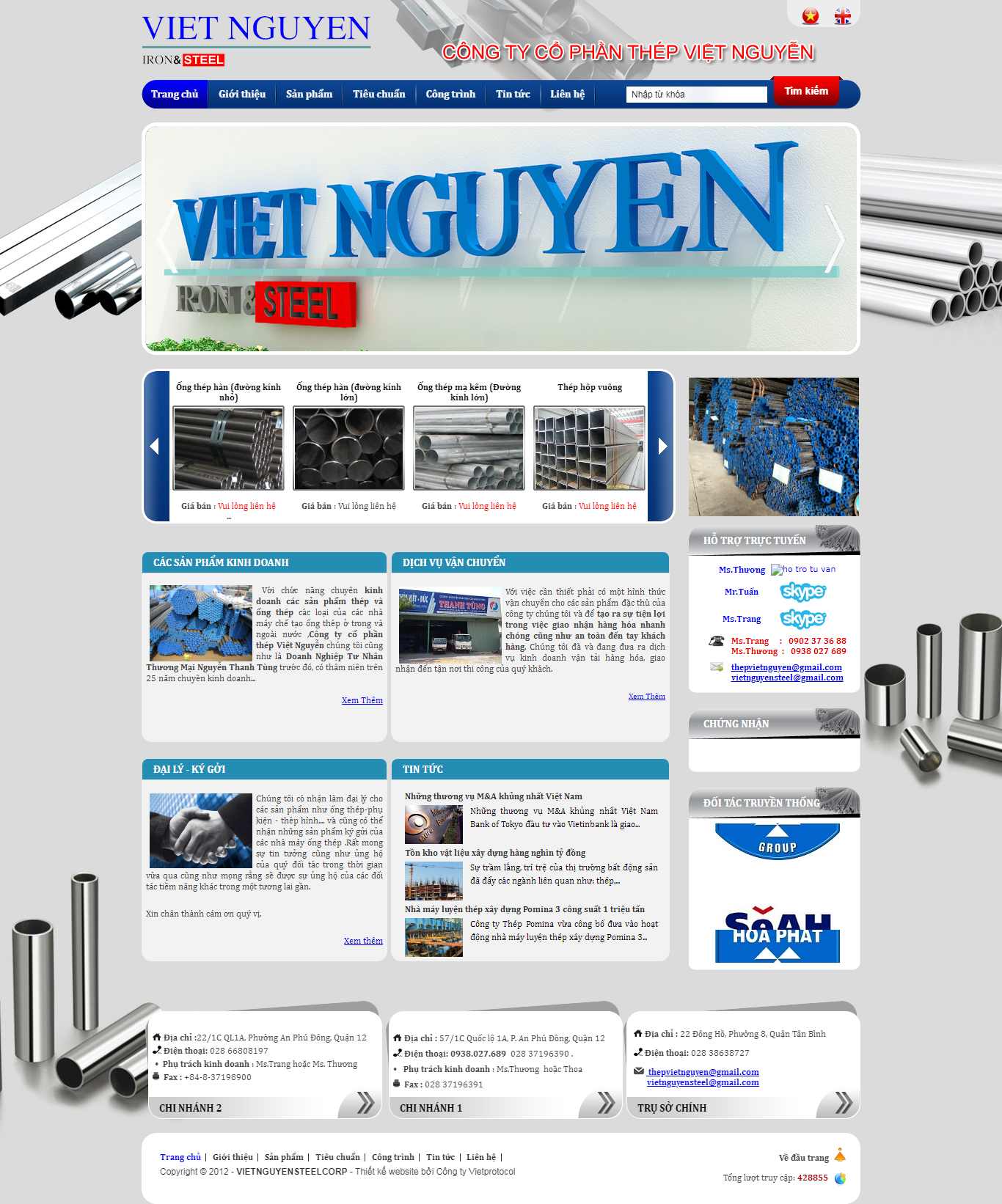 Thiết kế Web công ty thép vietnguyensteel.com