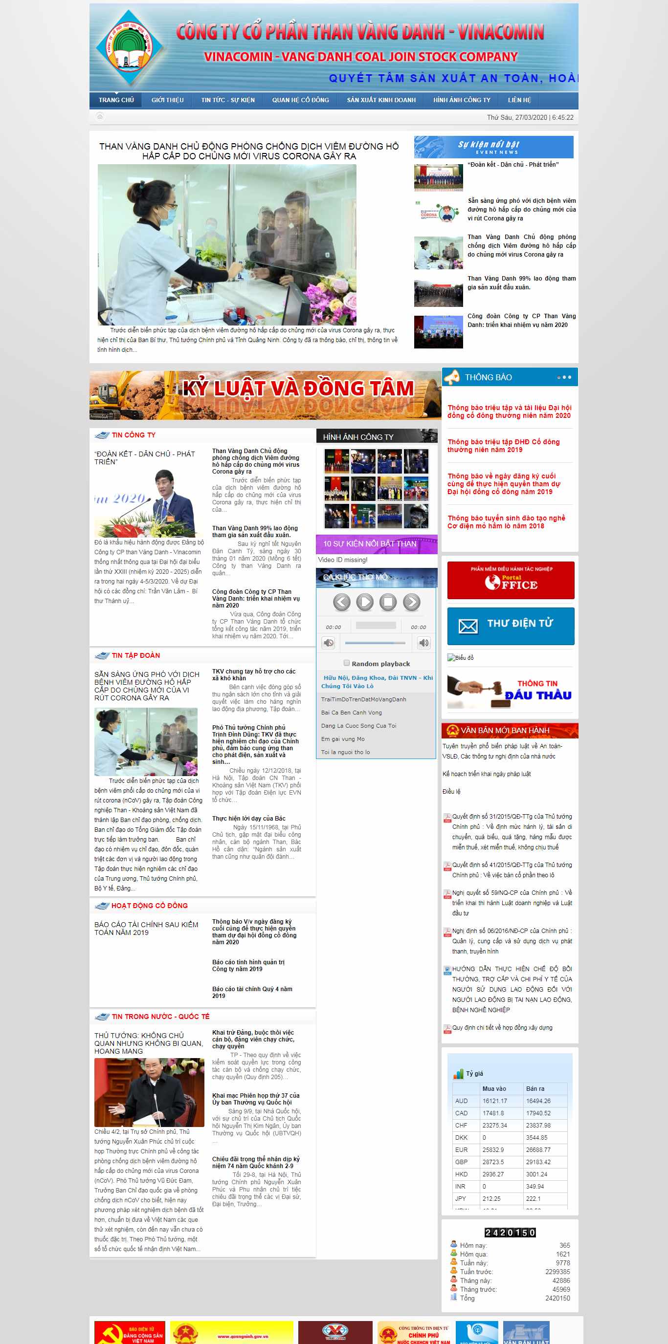 Thiết kế Web công ty than vangdanhcoal.com.vn