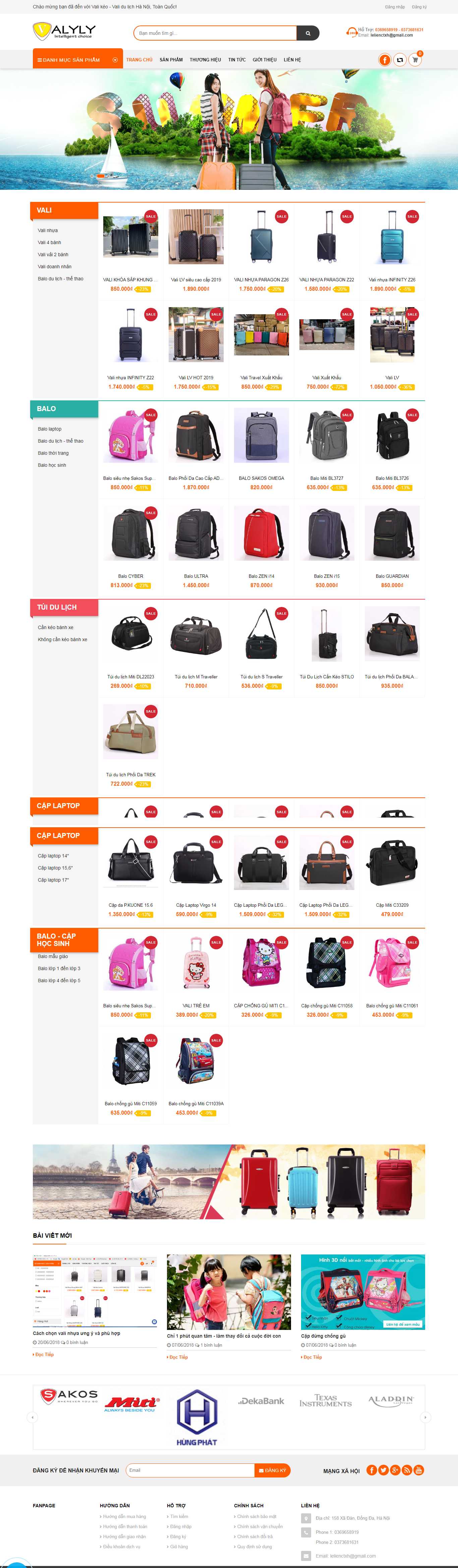 Thiết kế Web cửa hàng vali valyly.com