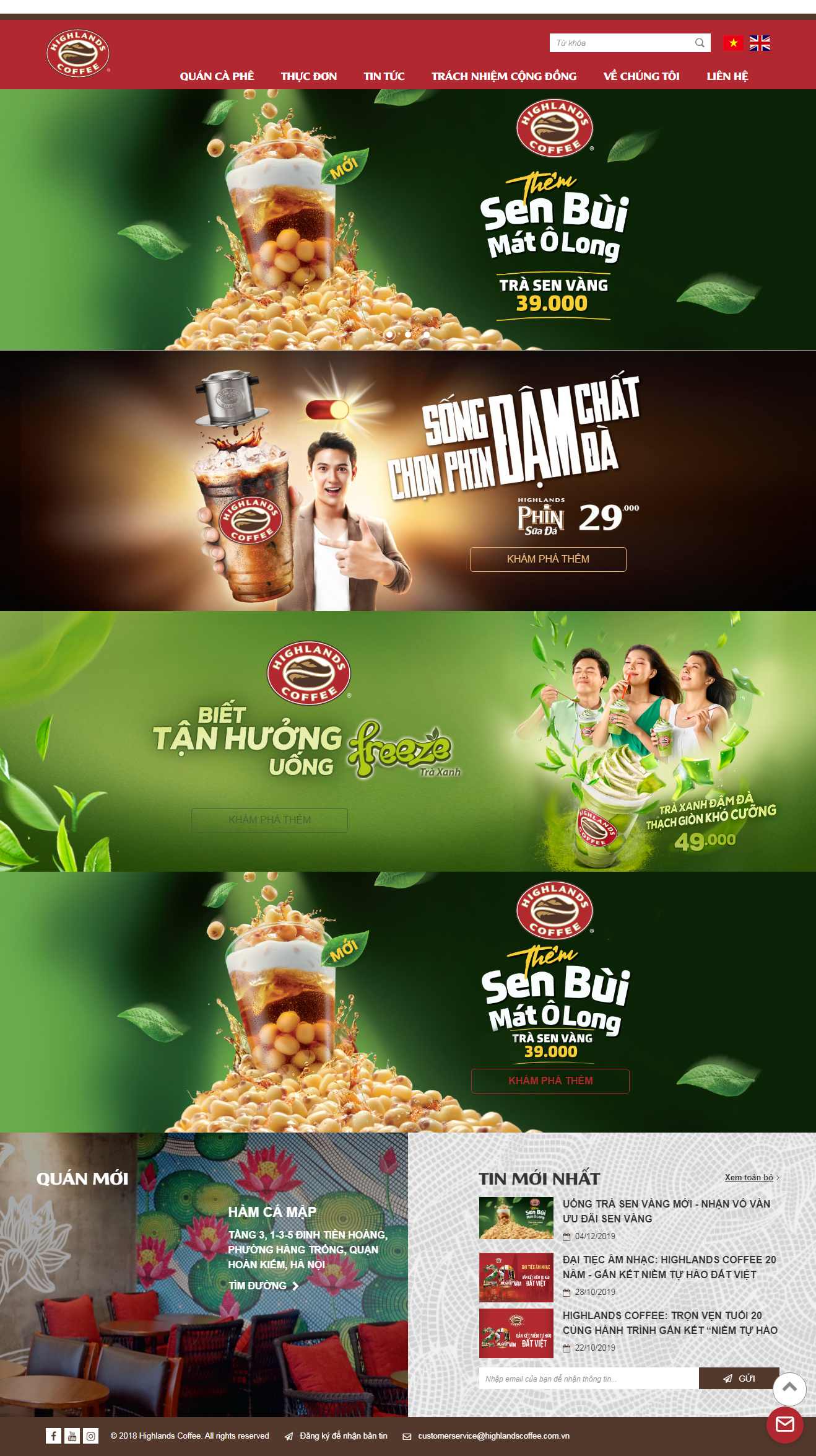 Thiết kế Web cafe highlandscoffee.com.vn
