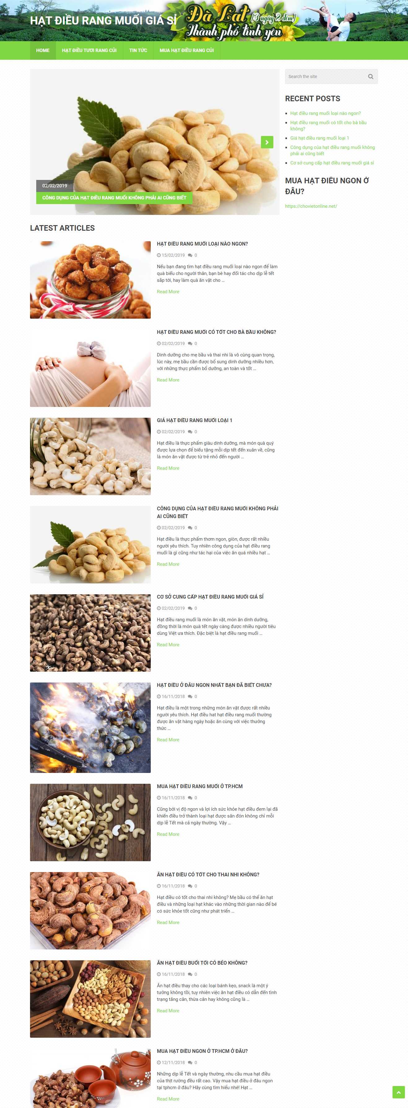 Thiết kế Web bán hạt điều hatdieutuoirangcui.net
