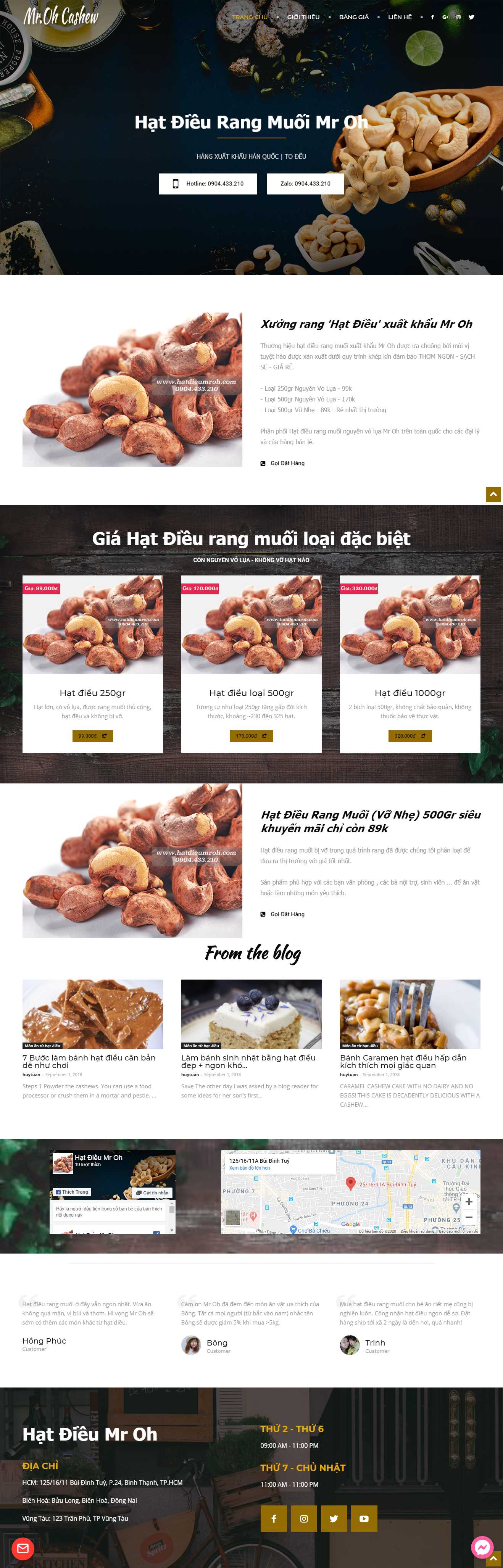 Thiết kế Web bán hạt điều hatdieumroh.com