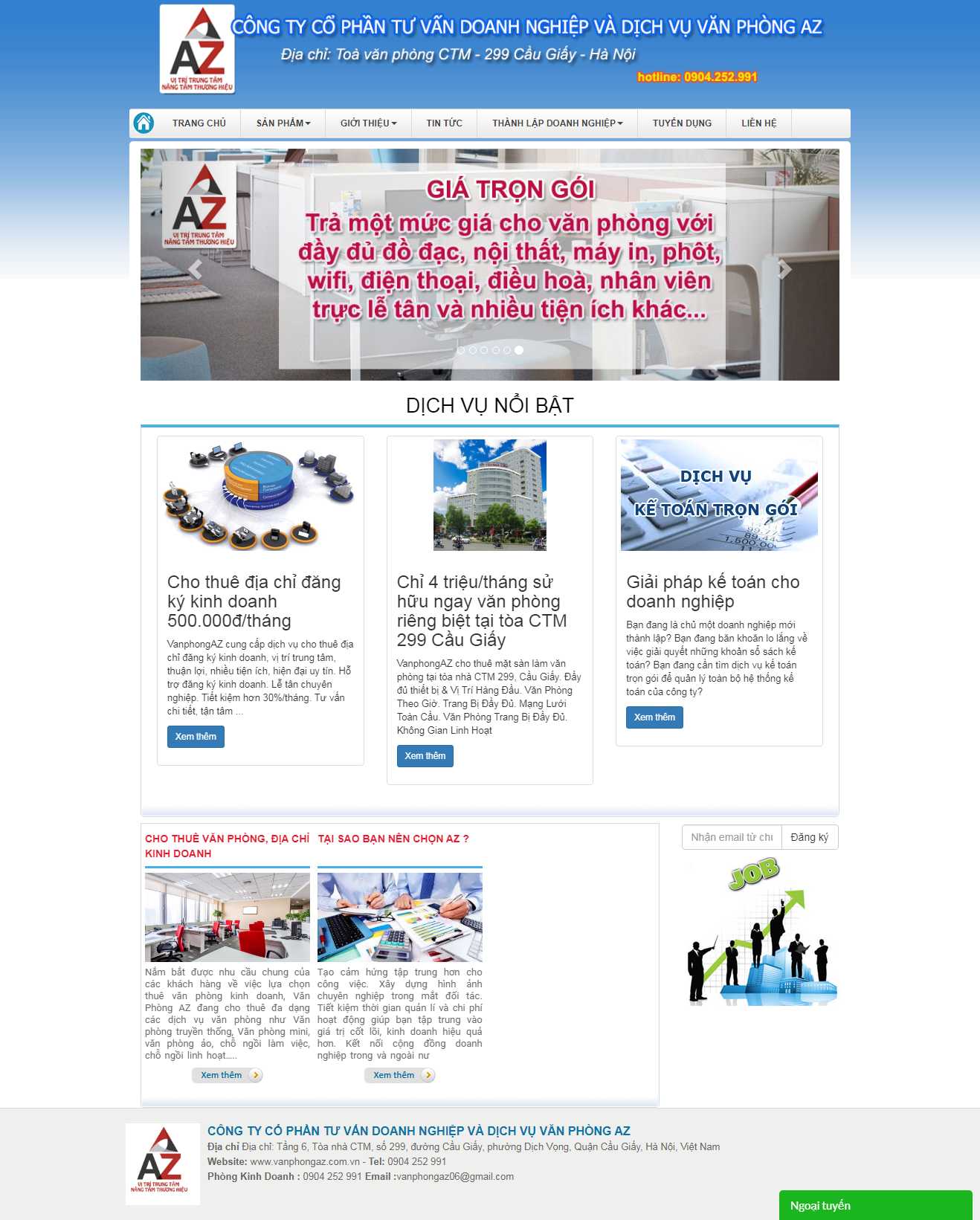 Thiết kế Web cho thuê văn phòng vanphongaz.com.vn