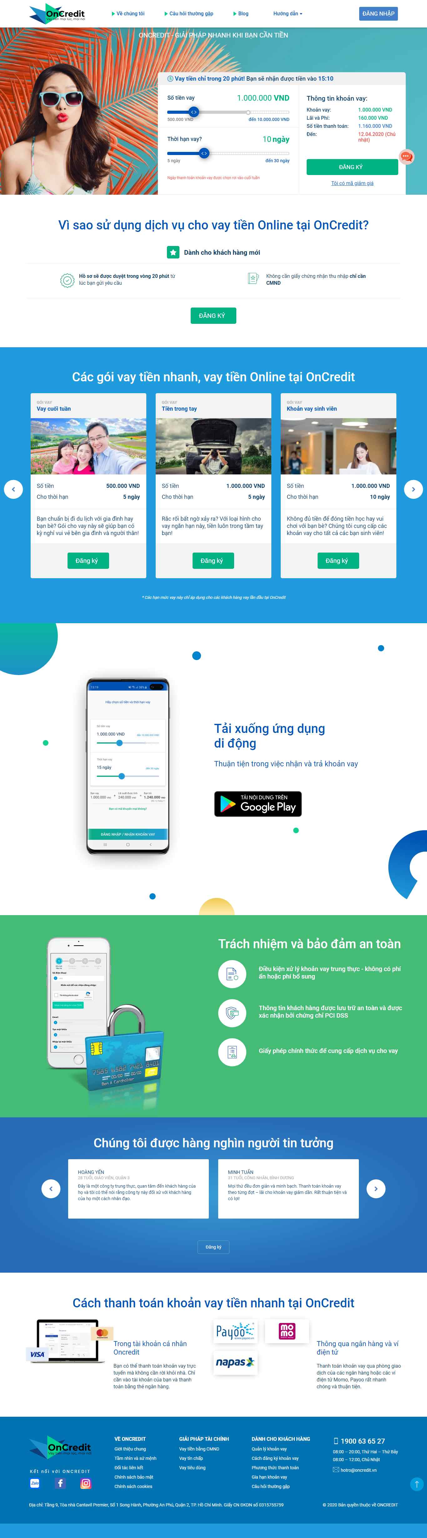 Thiết kế Web cho vay oncredit.vn