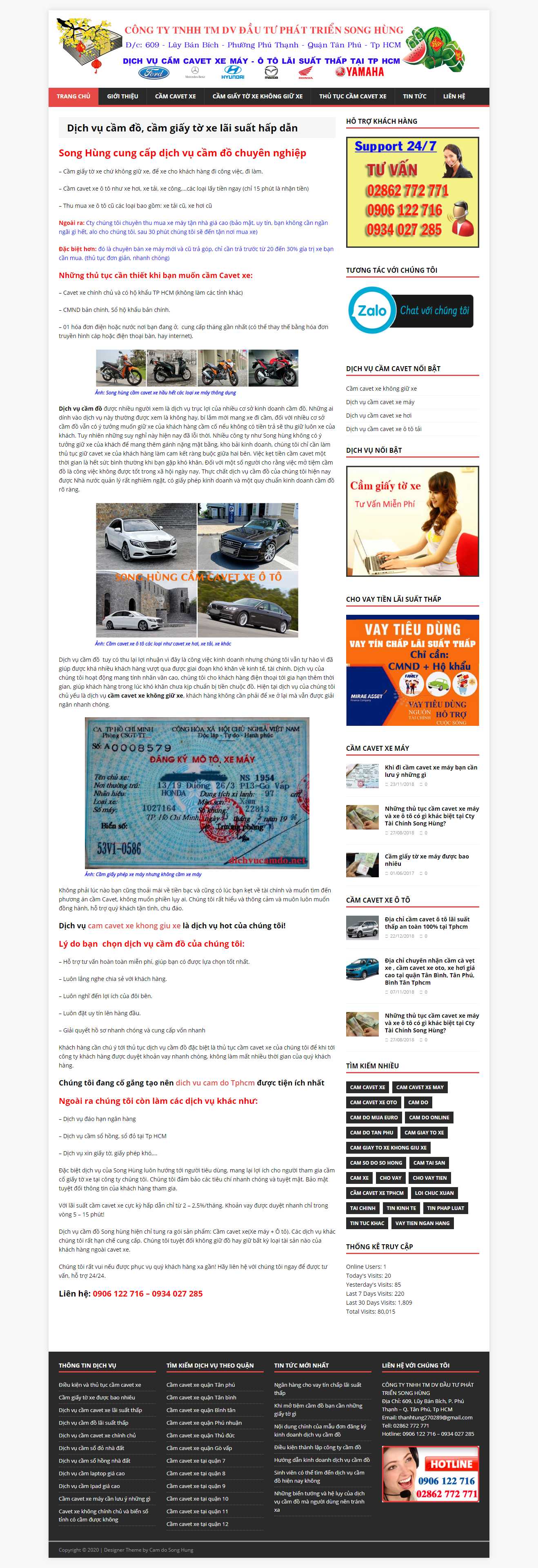 Thiết kế Web dịch vụ cầm đồ dichvucamdo.net