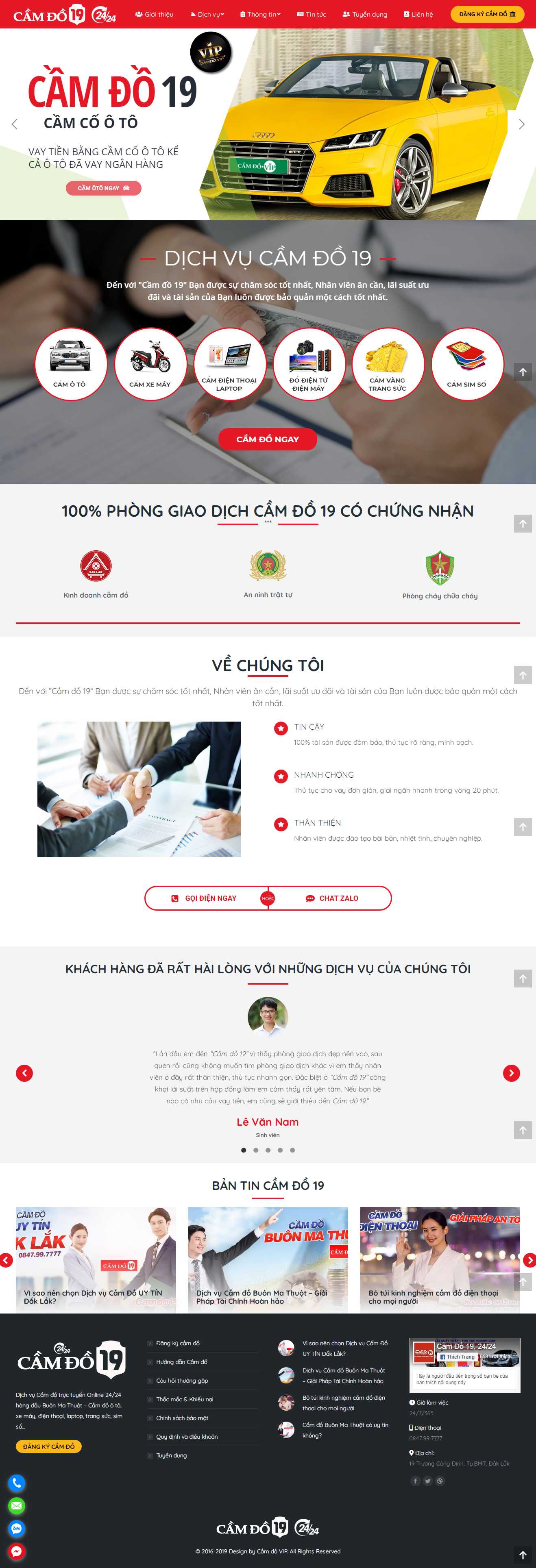 Thiết kế Web dịch vụ cầm đồ camdo19.com
