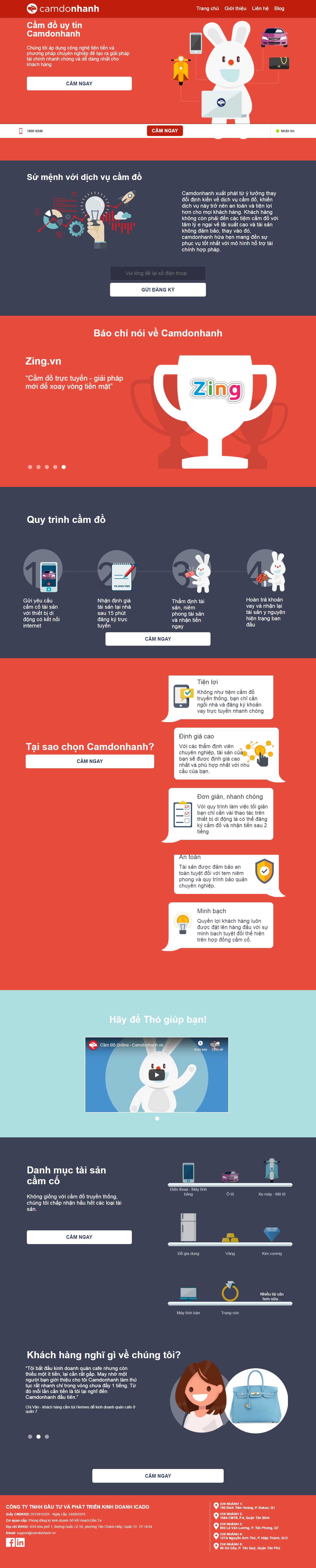 Thiết kế Web dịch vụ cầm đồ camdonhanh.vn