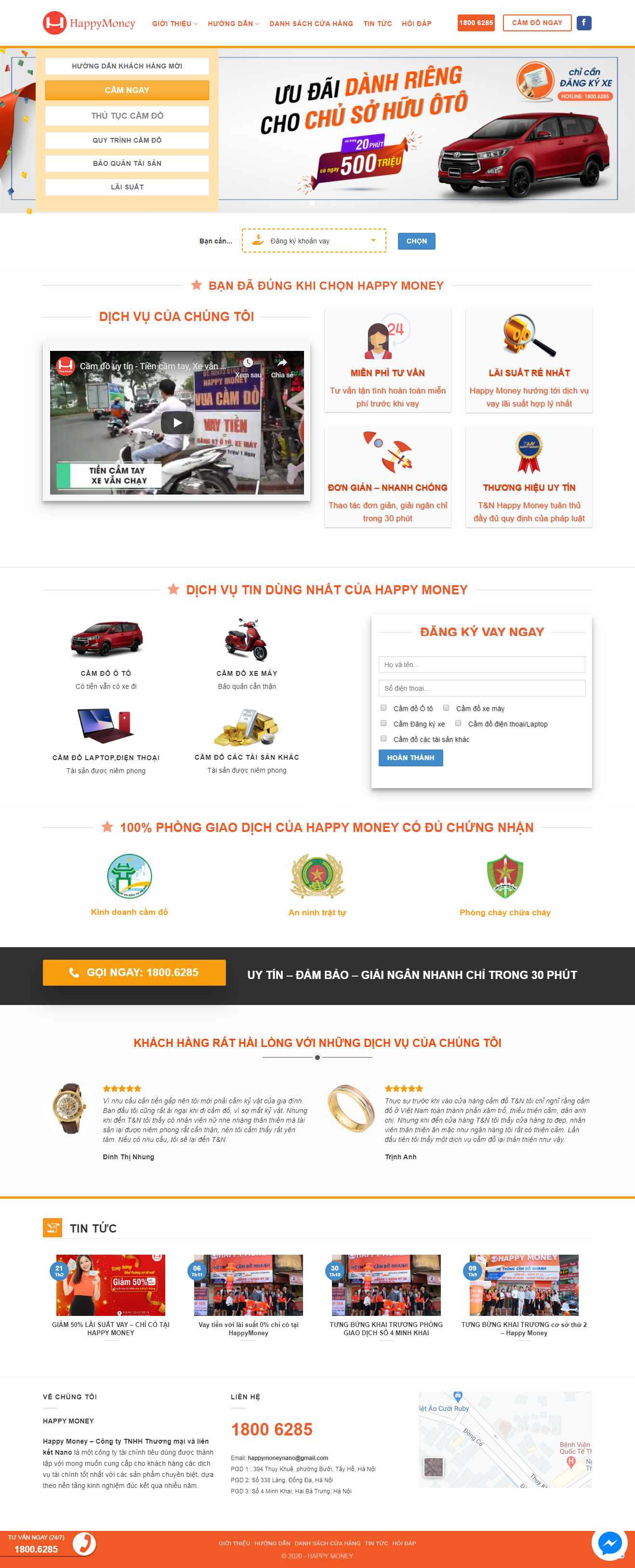 Thiết kế Web dịch vụ cầm đồ happymoney.vn