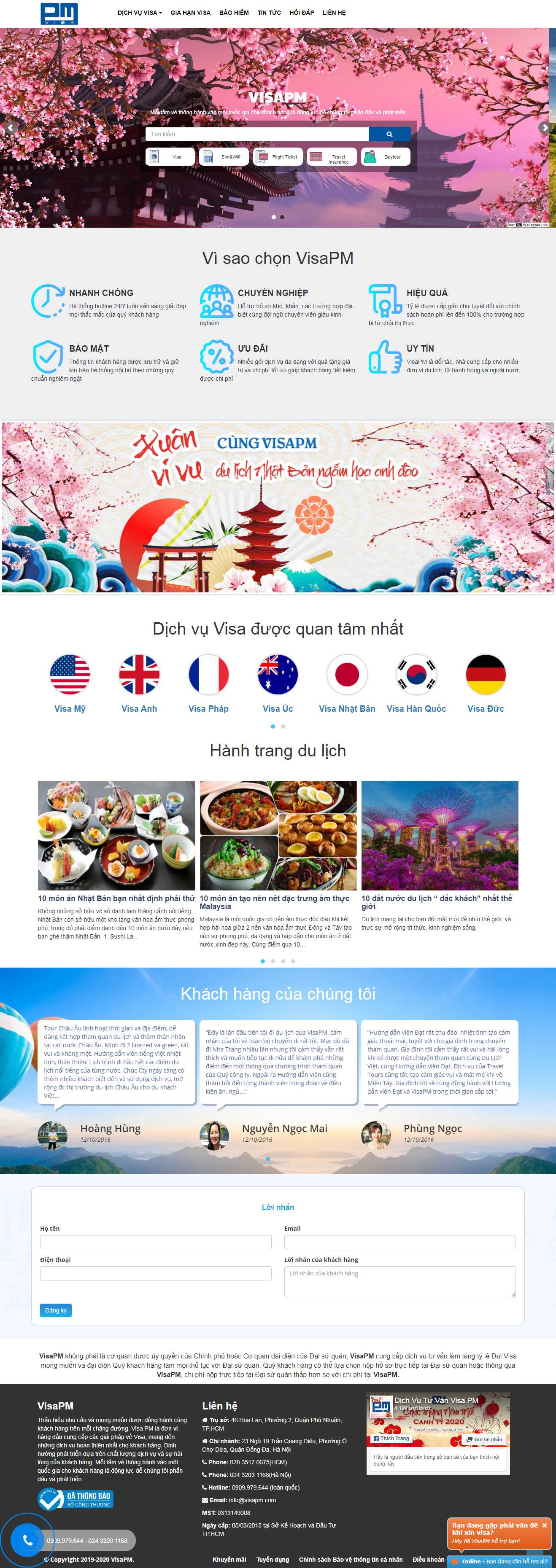 Thiết kế Web dịch vụ visa visapm.vn