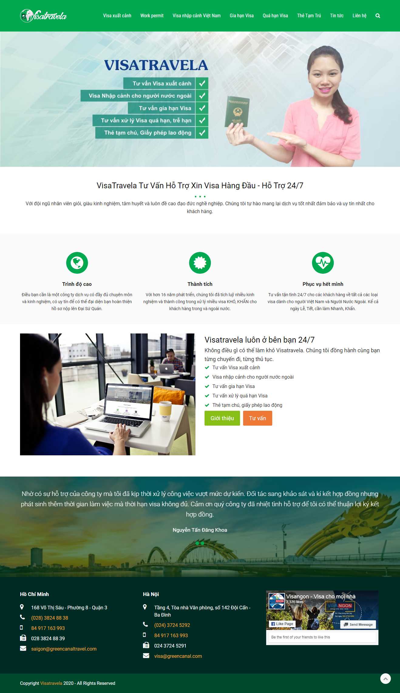 Thiết kế Web dịch vụ visa visatravela.com