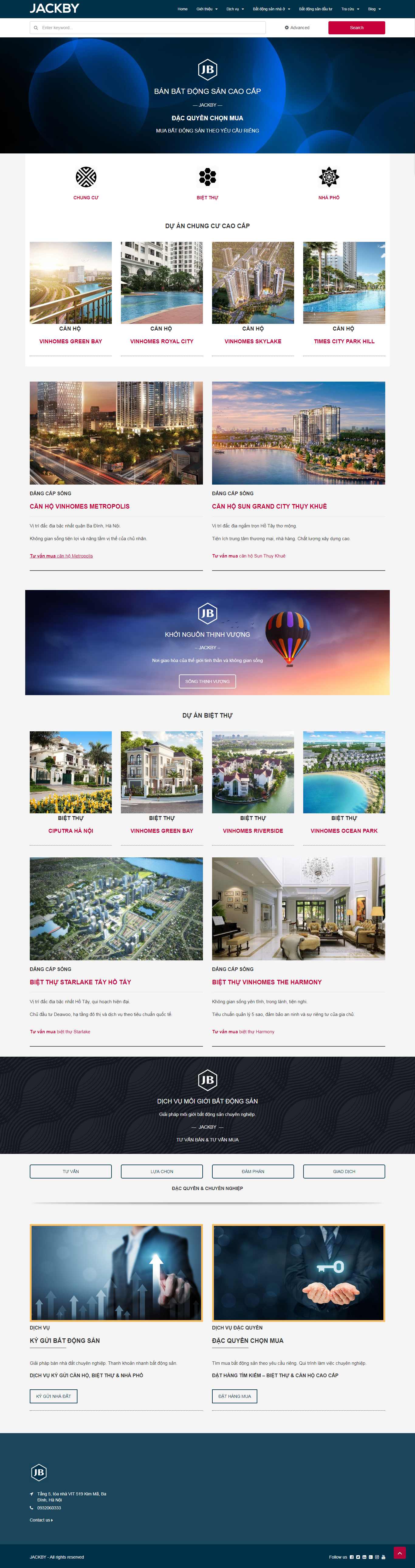 Thiết kế Web dự án bất động sản jackby.com