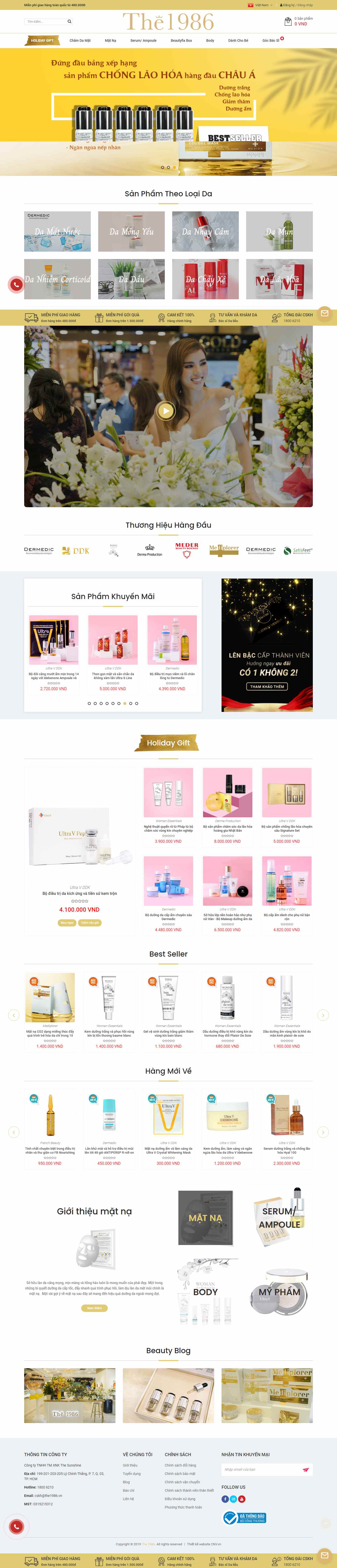 Thiết kế Web dược mỹ phẩm the1986.vn