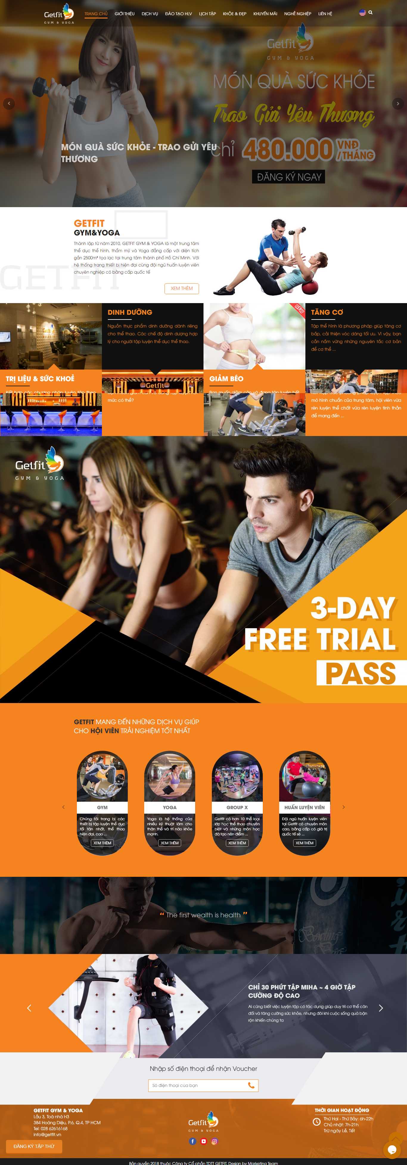Thiết kế Web fitness getfit.vn