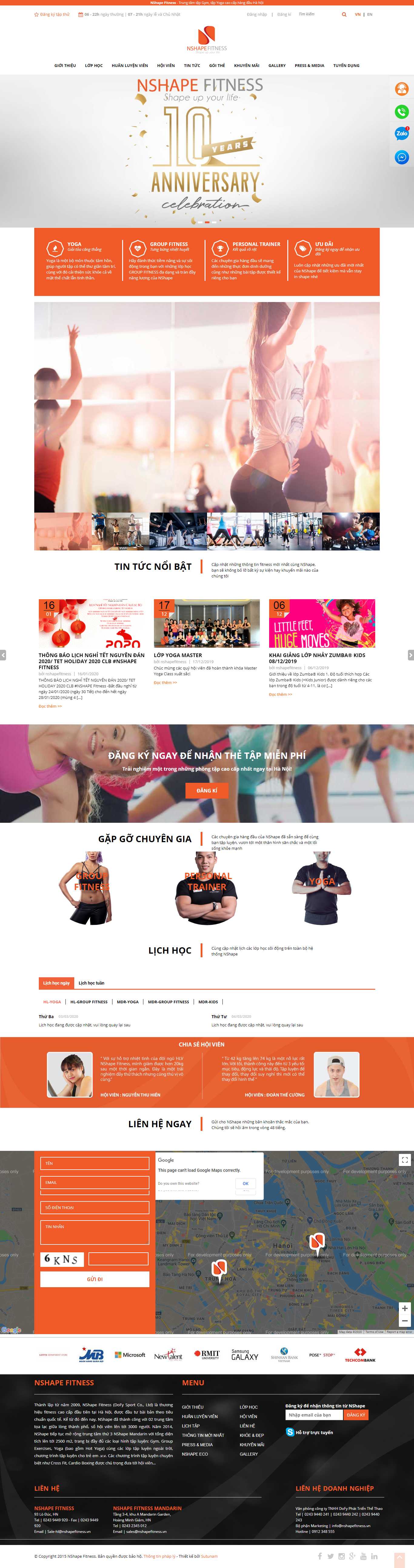 Thiết kế Web fitness nshapefitness.vn