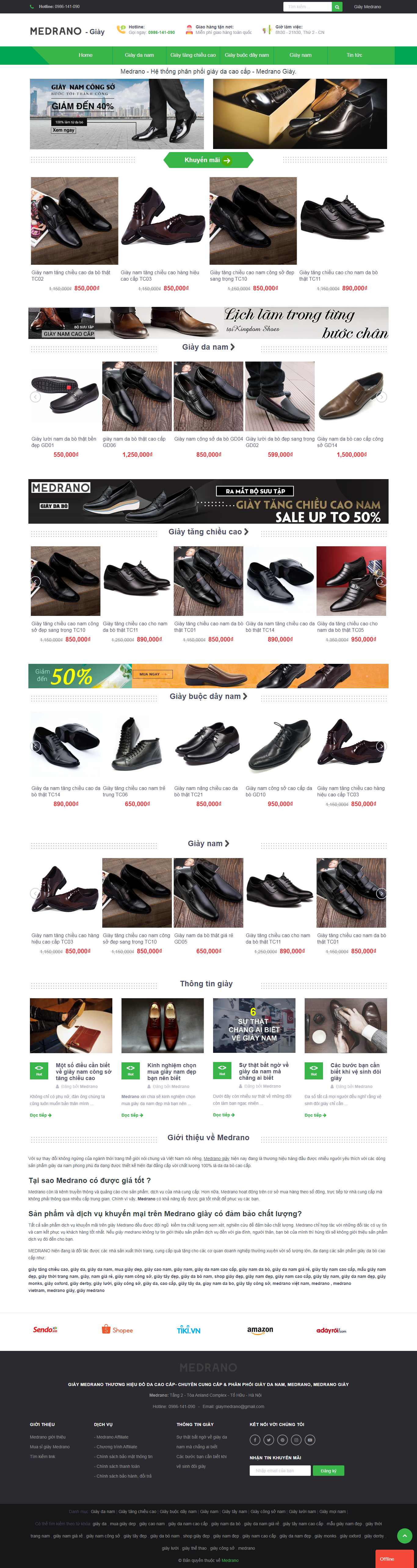 Thiết kế Web giày da medrano.vn