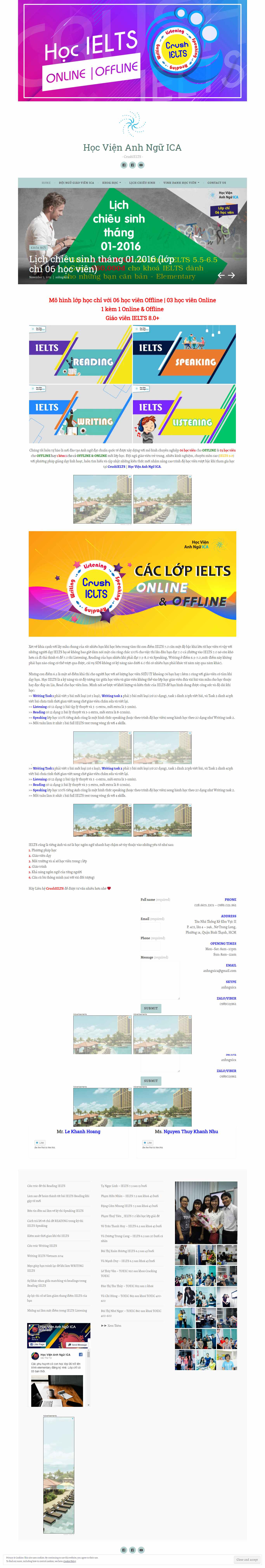 Thiết kế Web học viện anh ngữ anhnguica.com