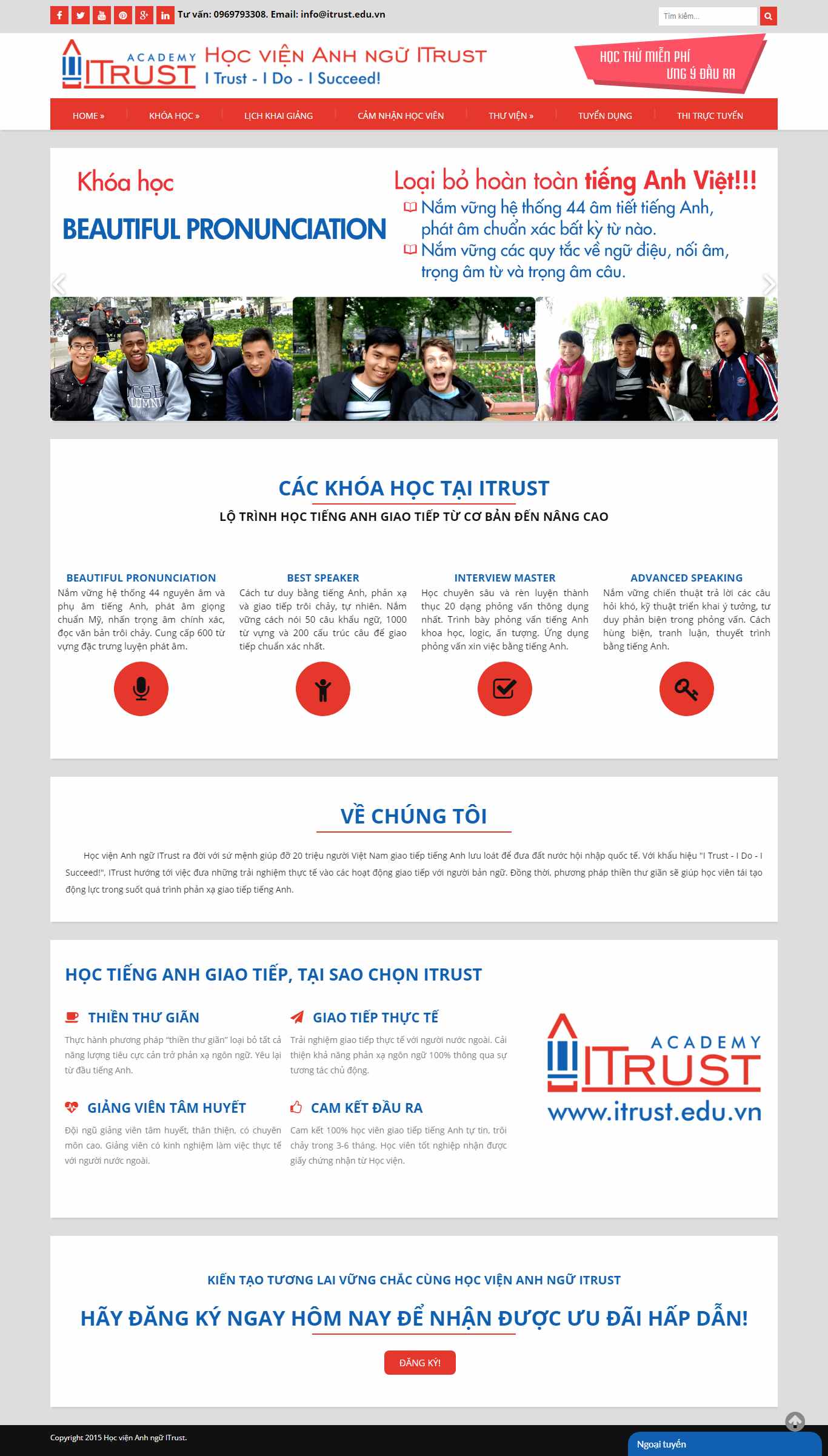 Thiết kế Web học viện anh ngữ itrust.edu.vn