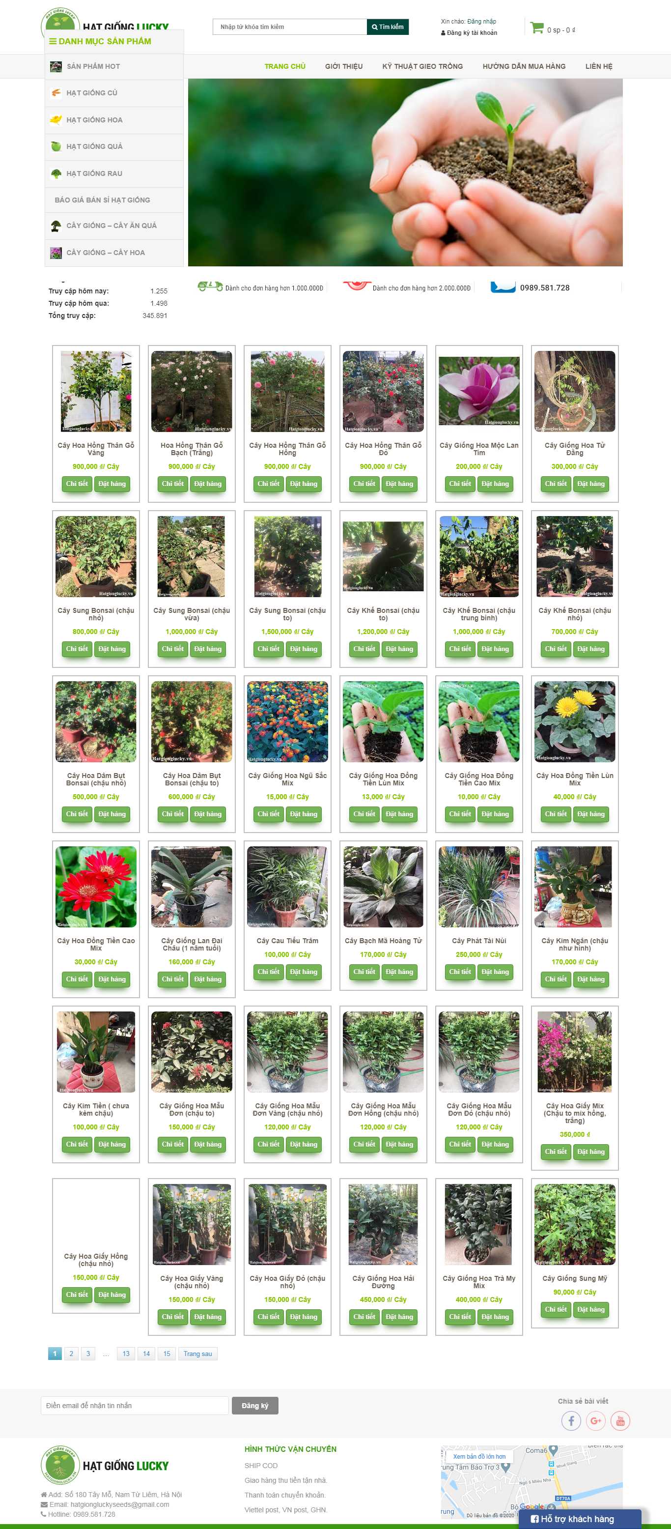 Thiết kế Web hạt giống cây trồng hatgionglucky.vn