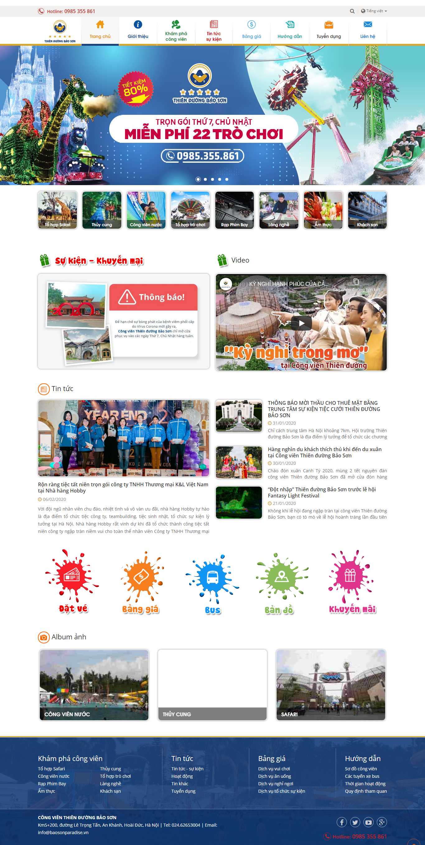 Thiết kế Web khu vui chơi baosonparadise.vn