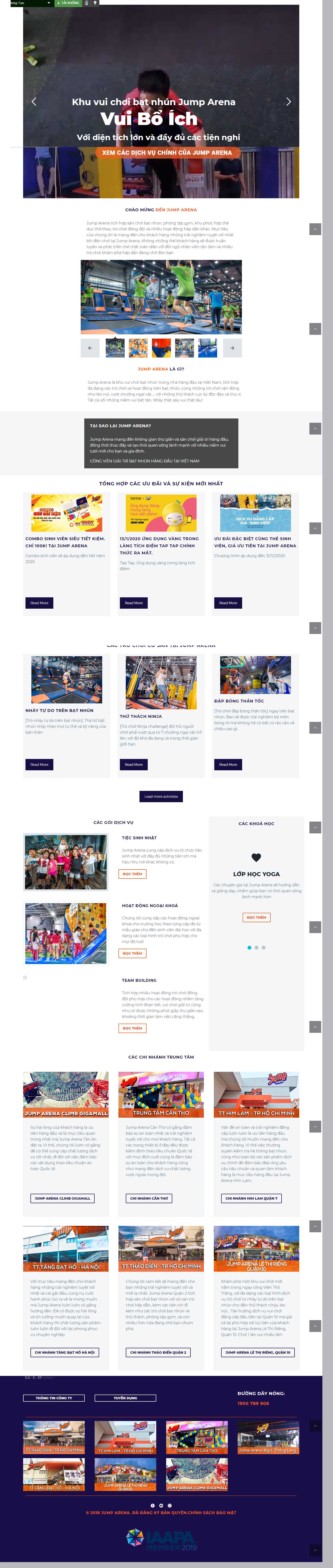 Thiết kế Web khu vui chơi jumparena.vn