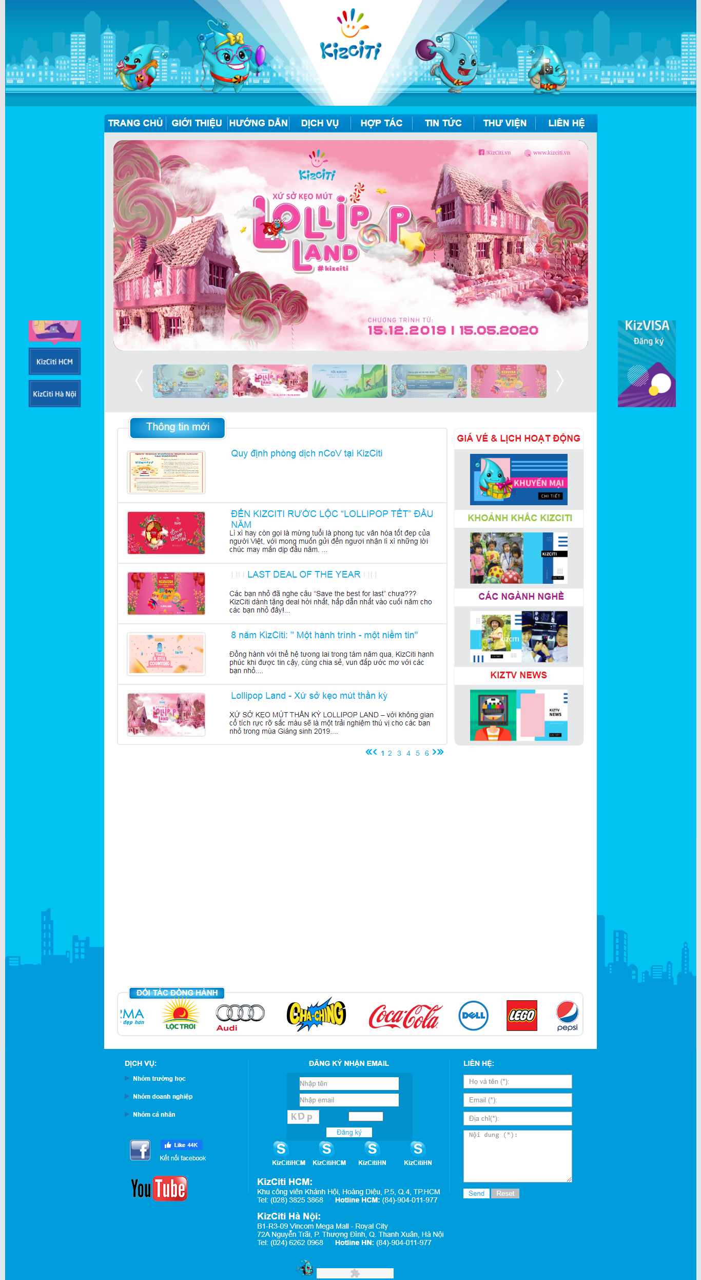 Thiết kế Web khu vui chơi kizciti.vn