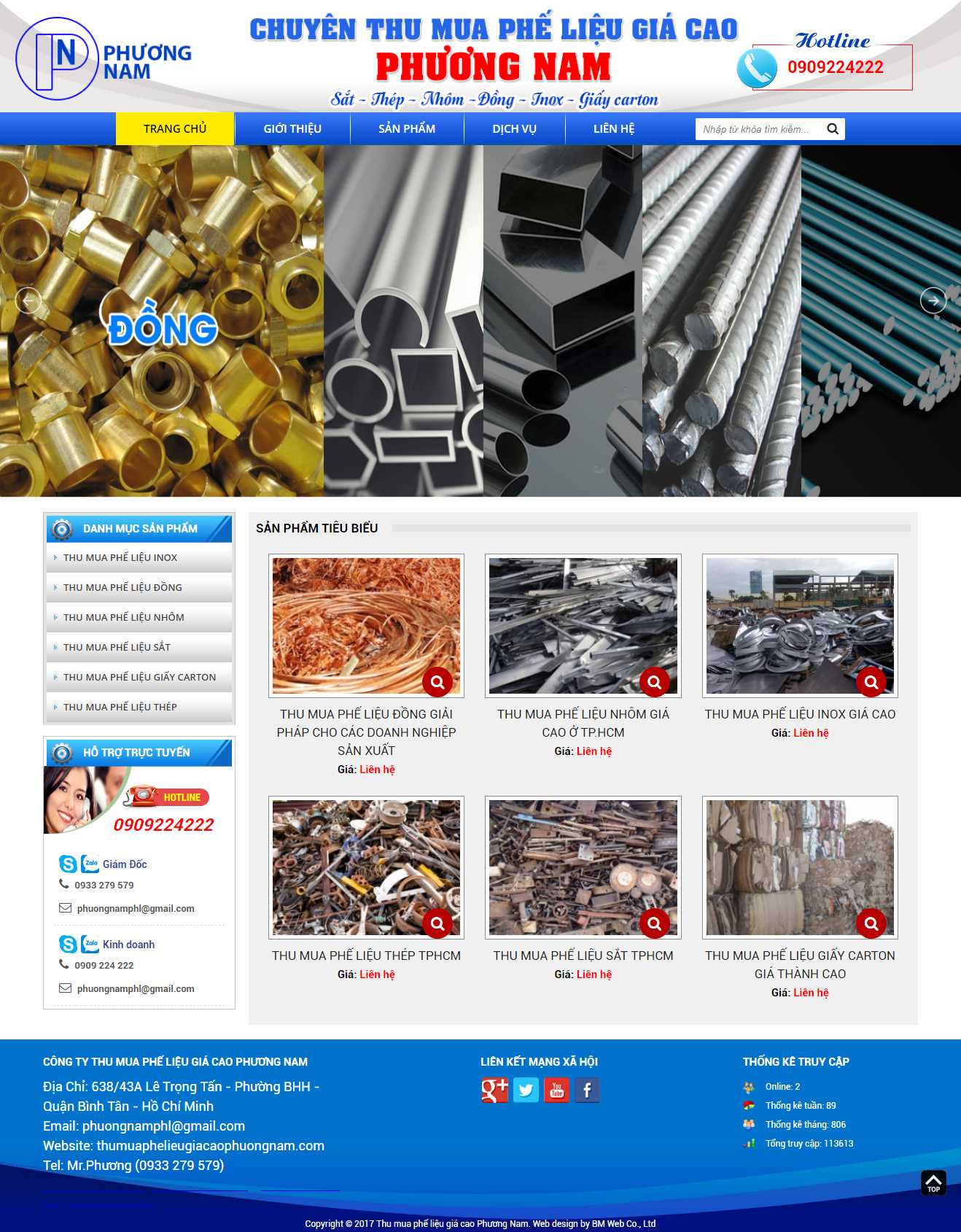 Thiết kế Web kinh doanh phế liệu thumuaphelieugiacaophuongnam.com