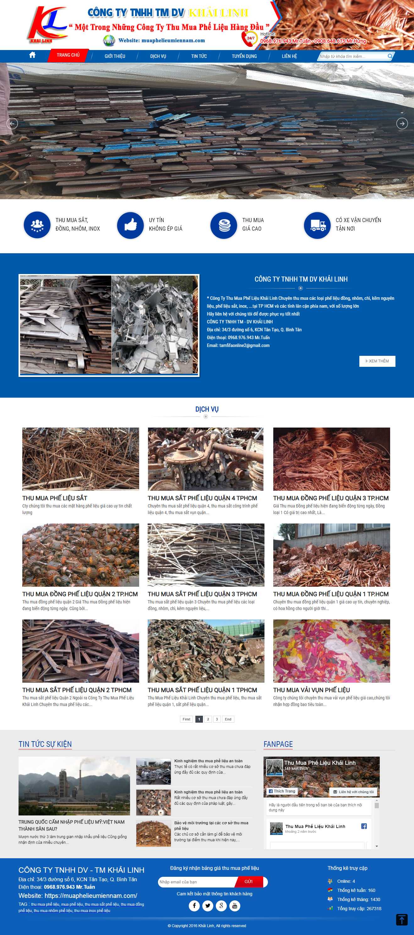 Thiết kế Web kinh doanh phế liệu muaphelieumiennam.com