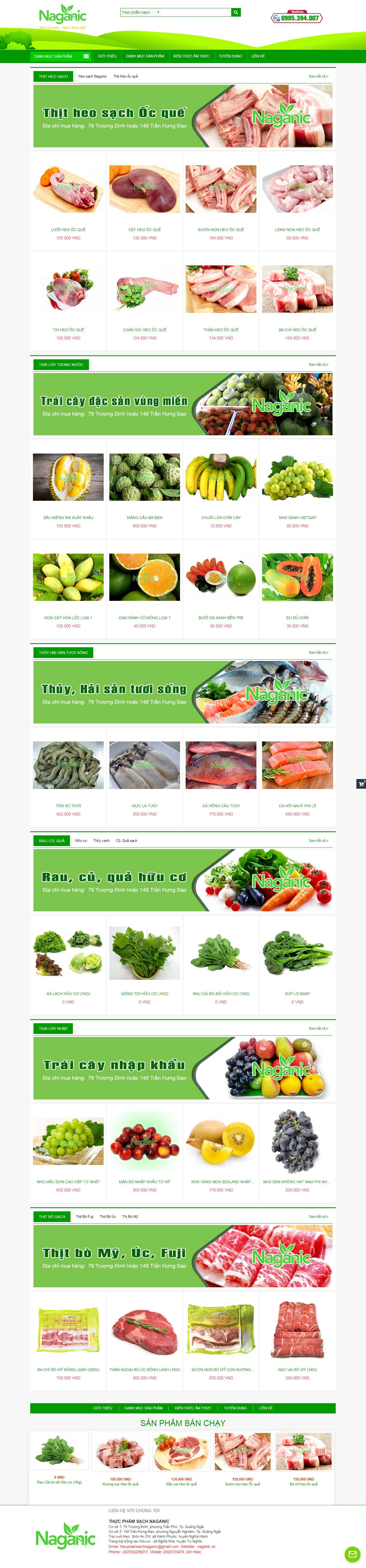 Thiết kế Web kinh doanh thực phẩm sạch naganic.vn