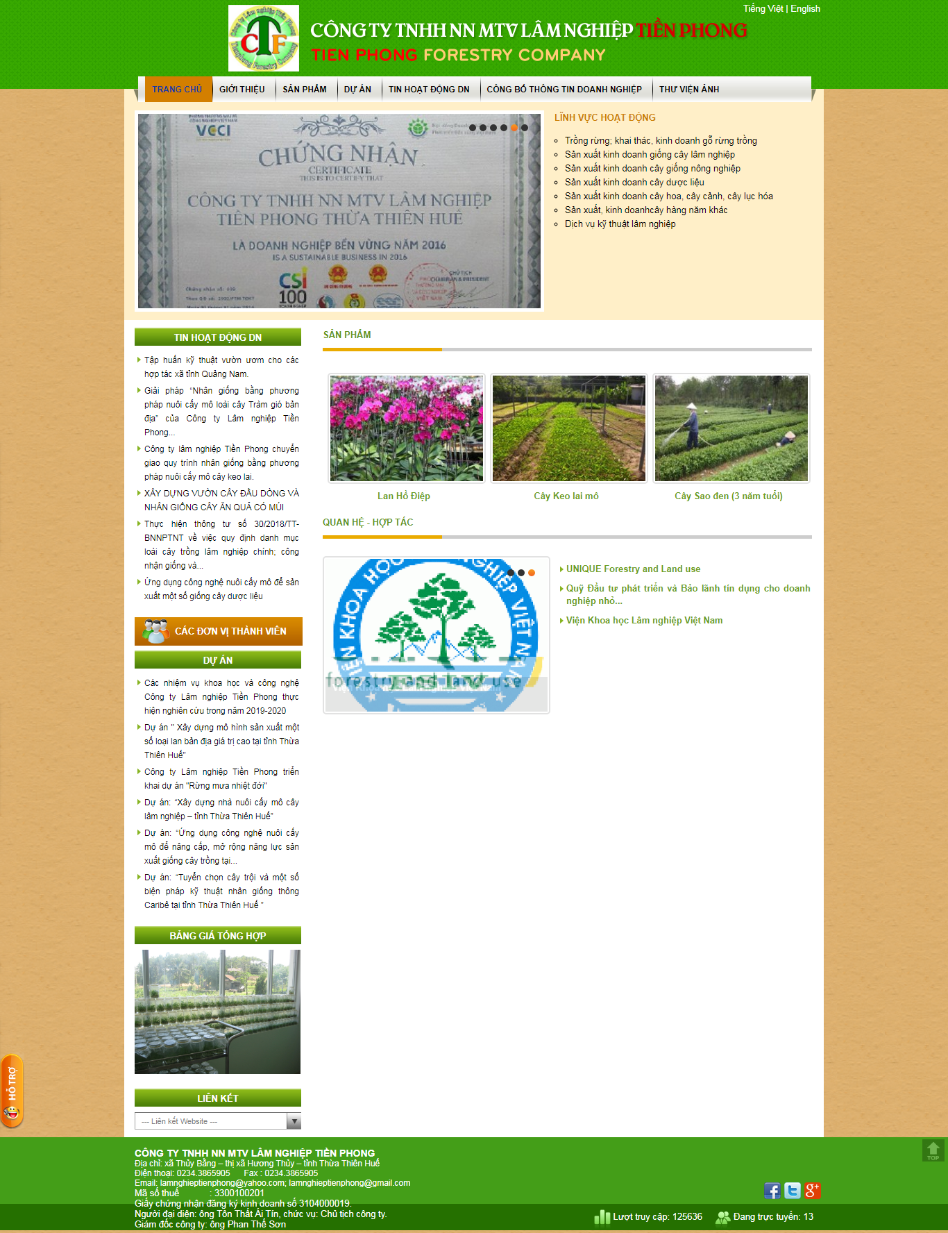 Thiết kế Web lâm nghiệp lamnghieptienphong.com.vn