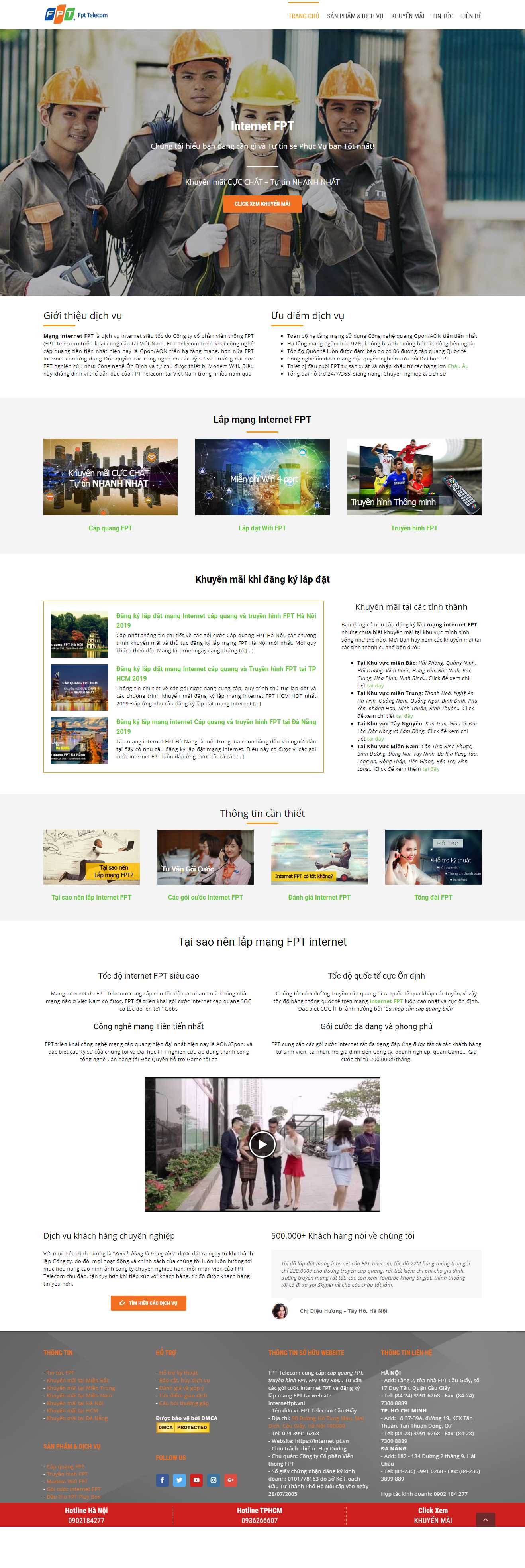 Thiết kế Web lắp đặt mạng internet internetfpt.vn
