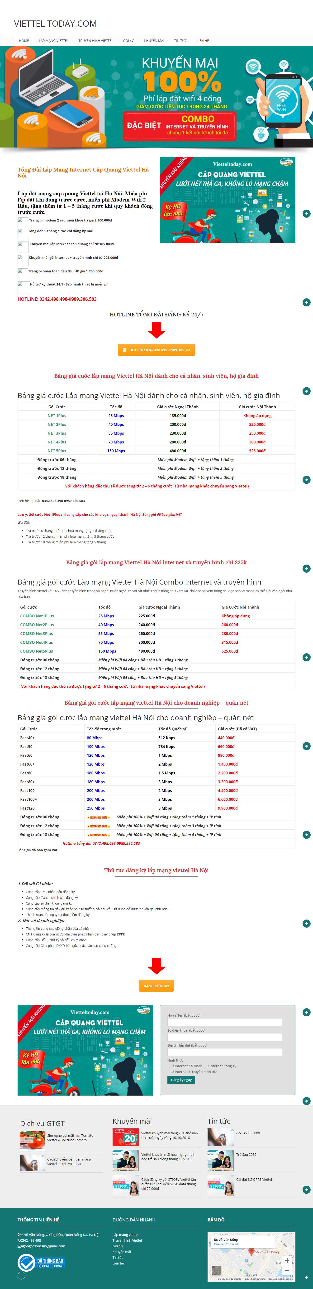 Thiết kế Web lắp đặt mạng internet vietteltoday.com