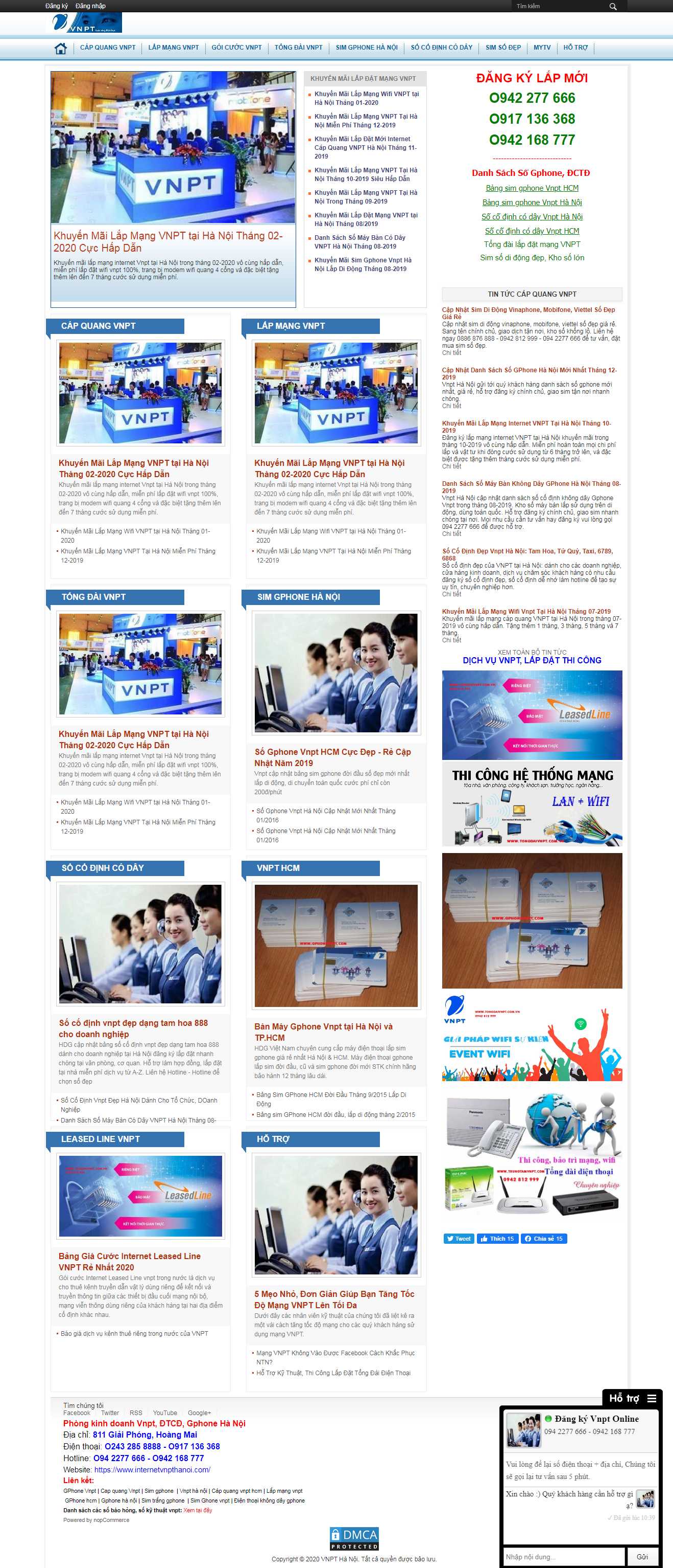 Thiết kế Web lắp đặt mạng internet internetvnpthanoi.com