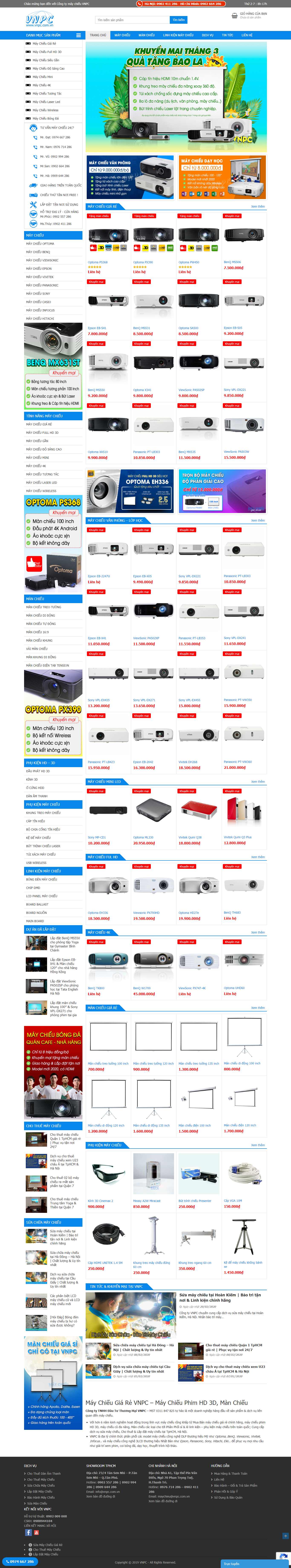 Thiết kế Web máy chiếu vnpc.com.vn