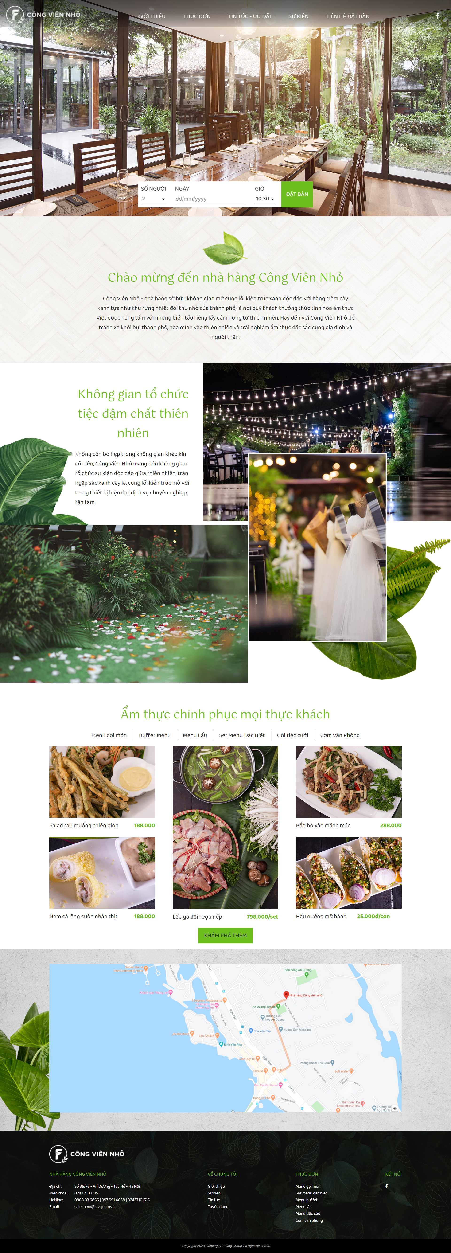 Thiết kế Web nhà hàng Ẩm thực congviennho.com