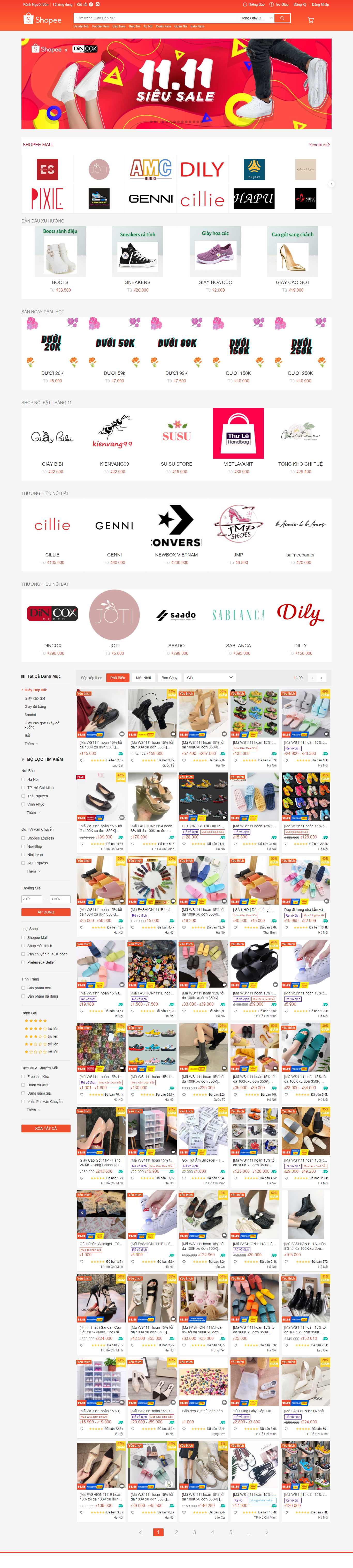 Thiết kế Web giày dép shopee.vn