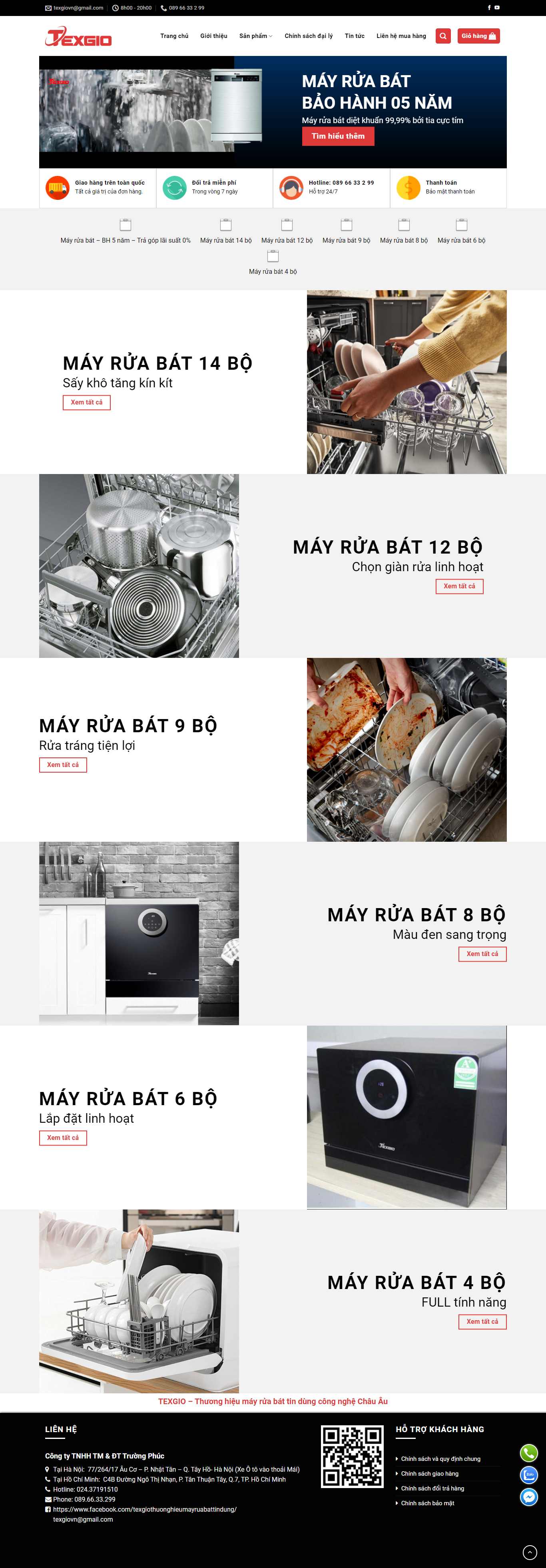 Thiết kế Web máy rữa bát texgio.vn