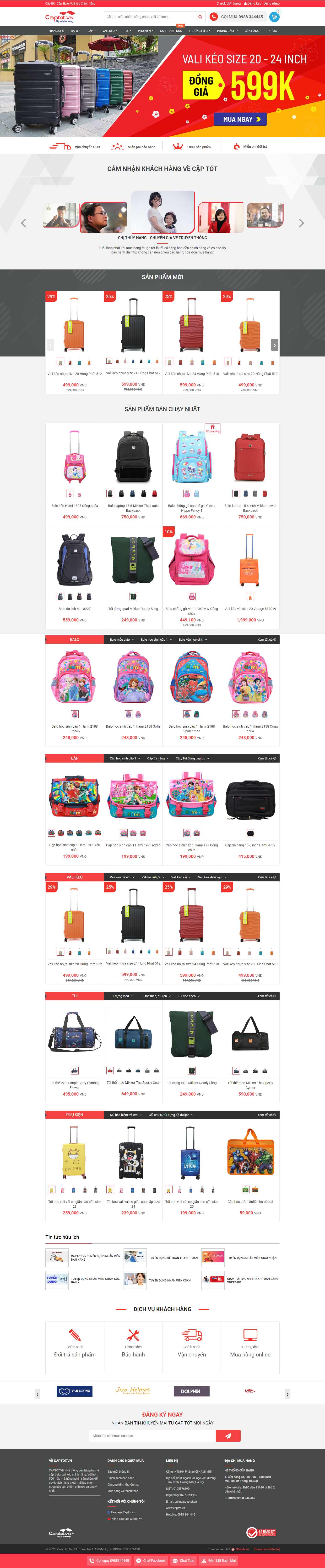 Thiết kế Web cửa hàng vali captot.vn