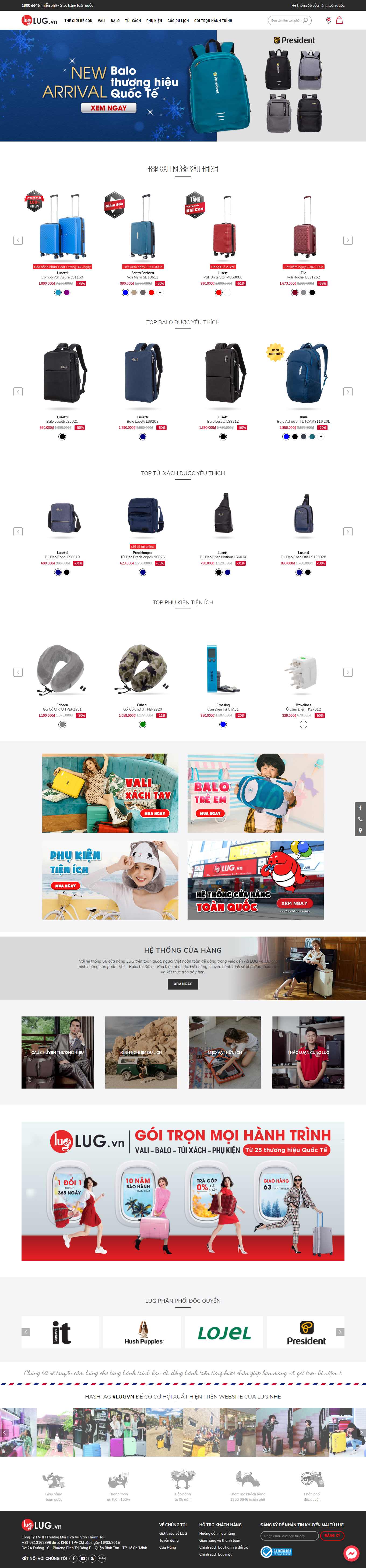 Thiết kế Web cửa hàng vali lug.vn