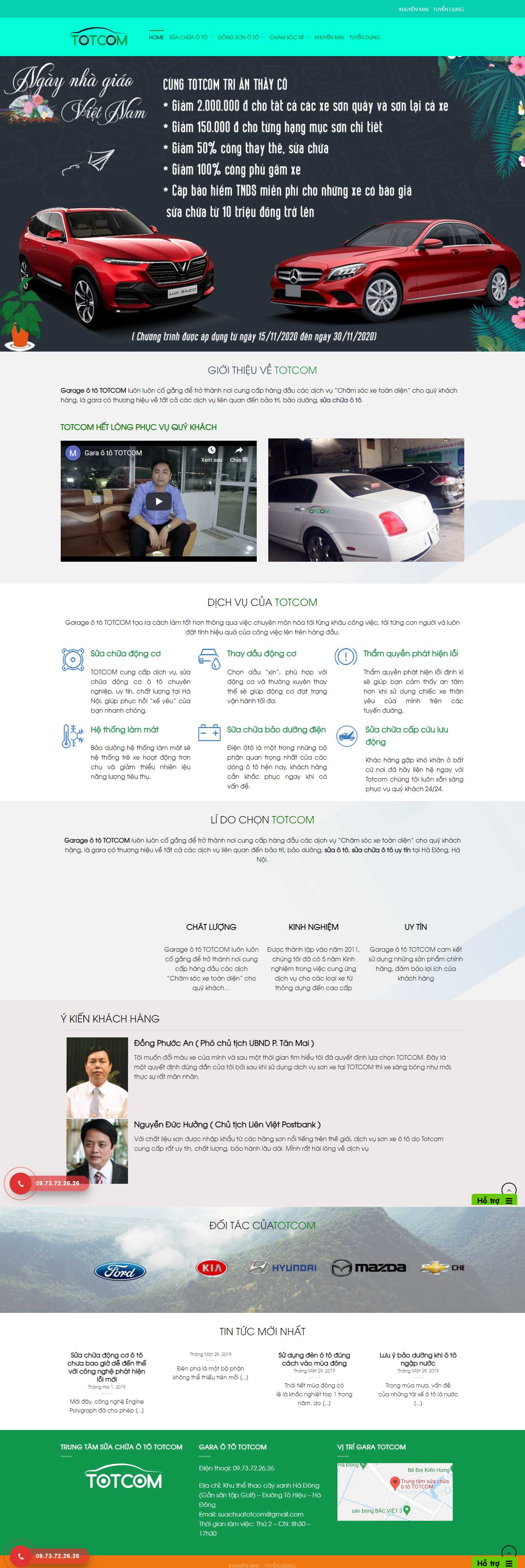 Thiết kế Web gara ô tô totcom.vn