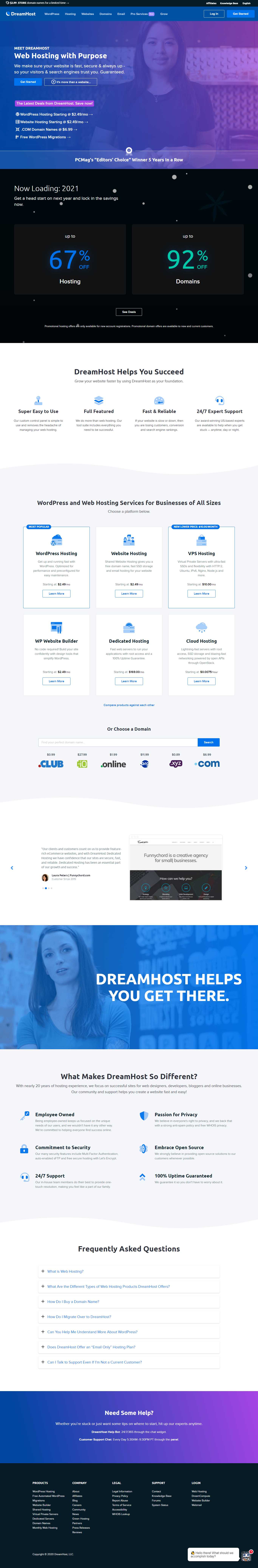 Thiết kế Web bán hosting dreamhost.com