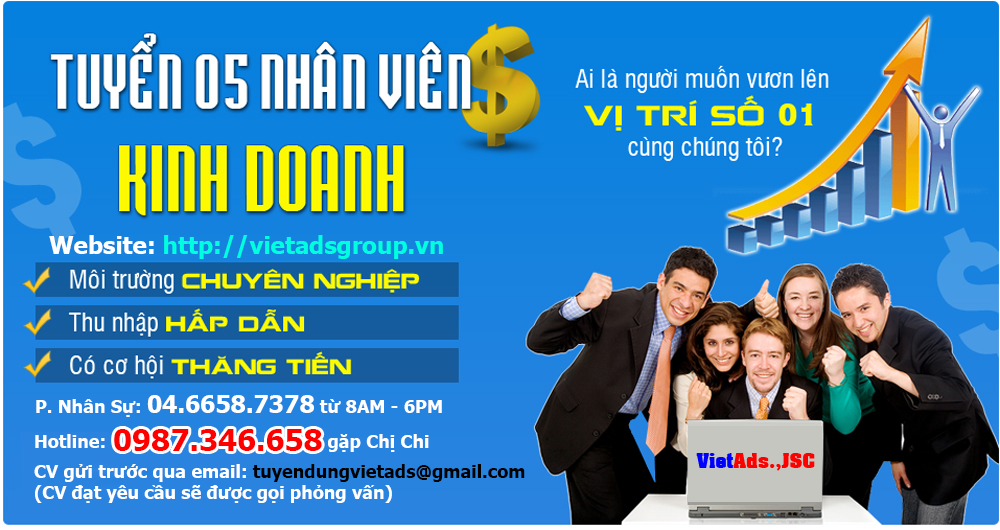 VietAds tuyển dụng 03 nhân viên kinh doanh năm 2020