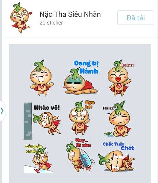 Sticker Củ Hành Siêu Nhân có 6 triệu lượt tải trên Quảng Cáo Zalo?
