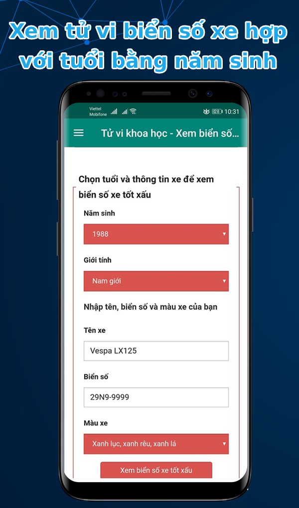 Ứng dụng Tử vi khoa học - Xem biển số xe phong thủy, ý nghĩa biển số xe